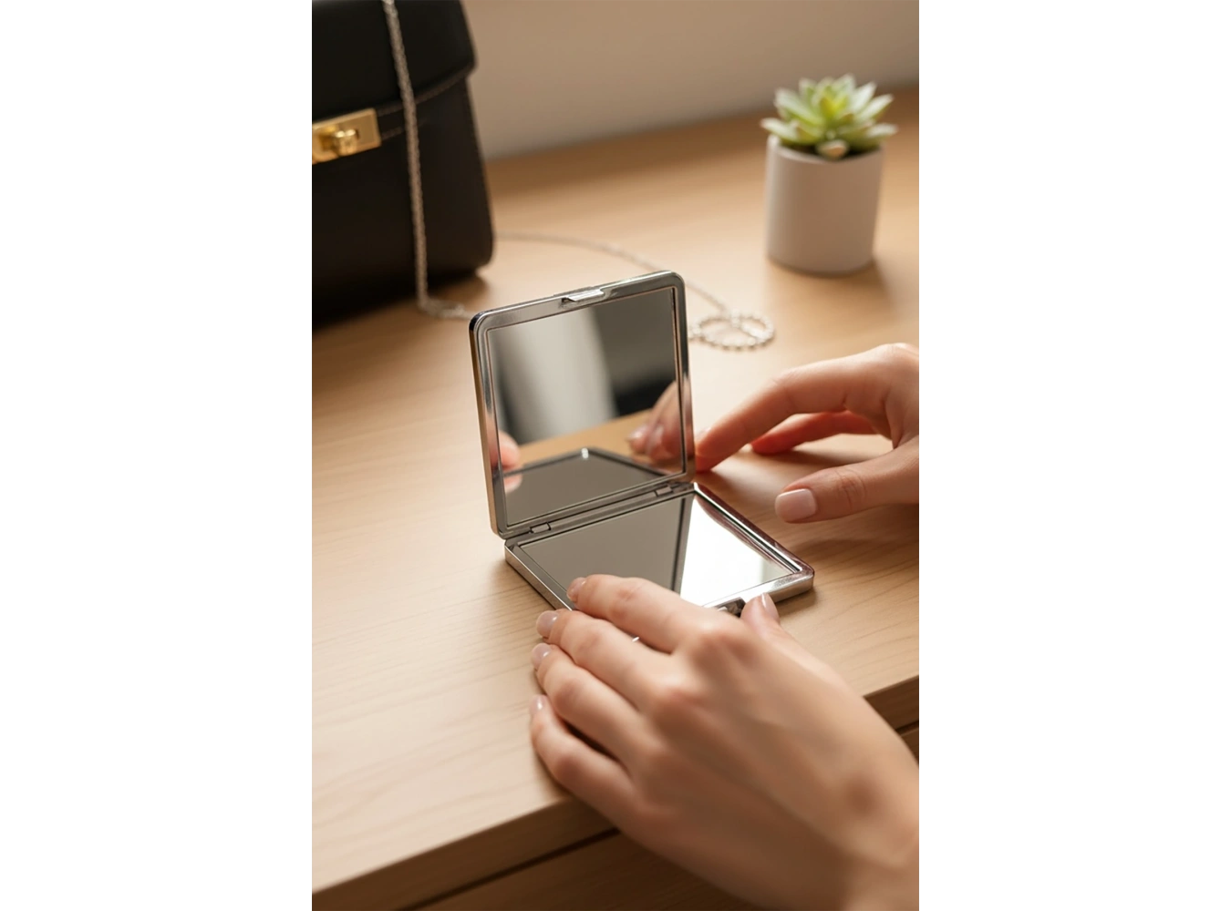 Gümüş Renk Cep Aynası