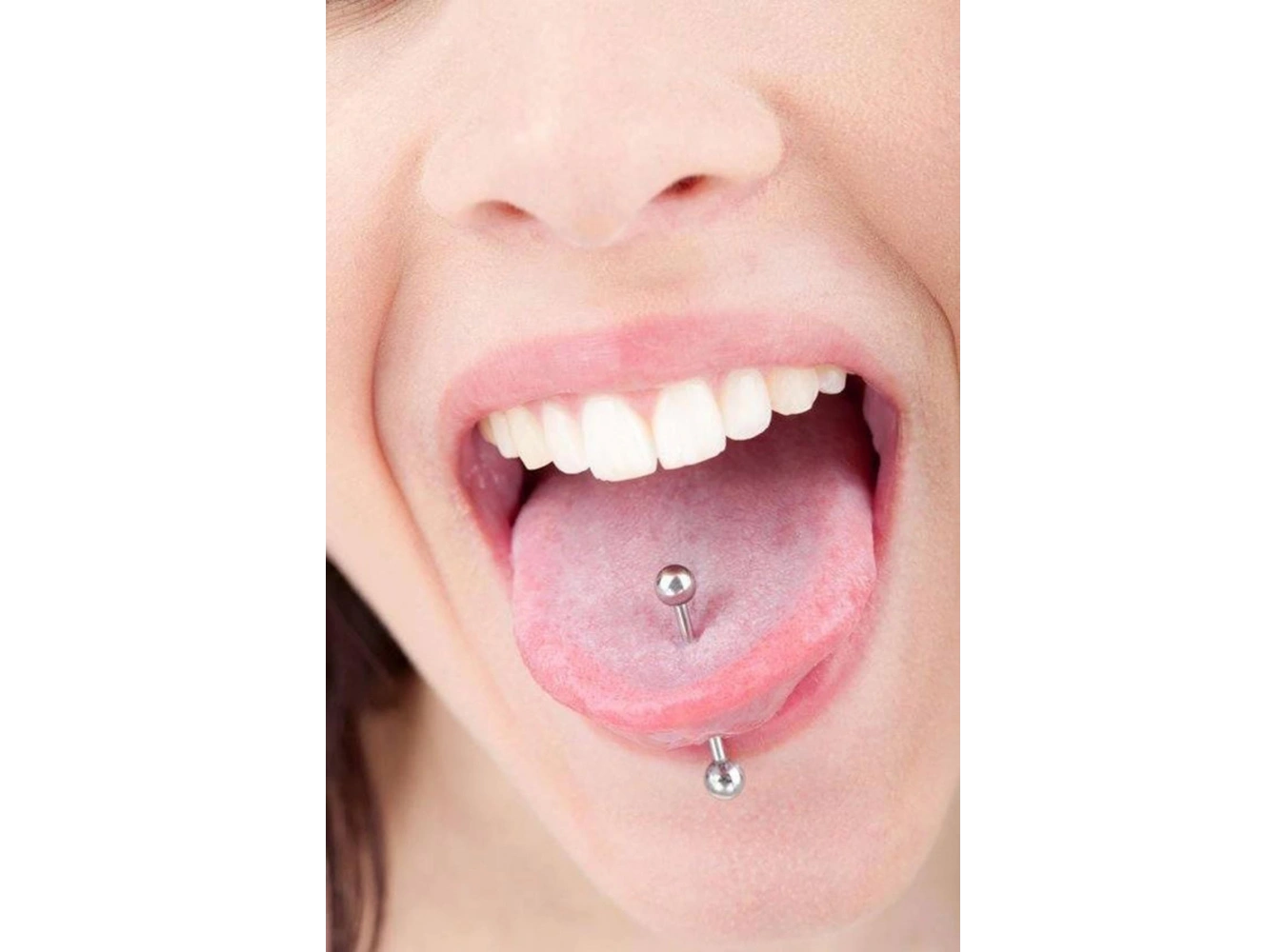 Gümüş Renk Cerrahi Çelik Ucu Toplu Dil Dudak Piercingi  (6MM)