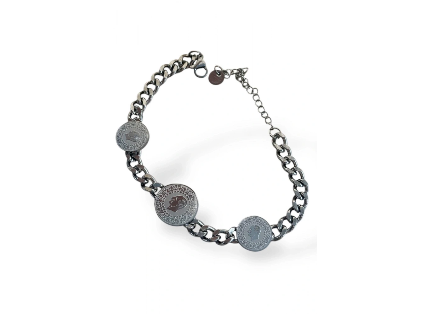 Gümüş Renk Çeyrek Figürlü Çelik Bileklik