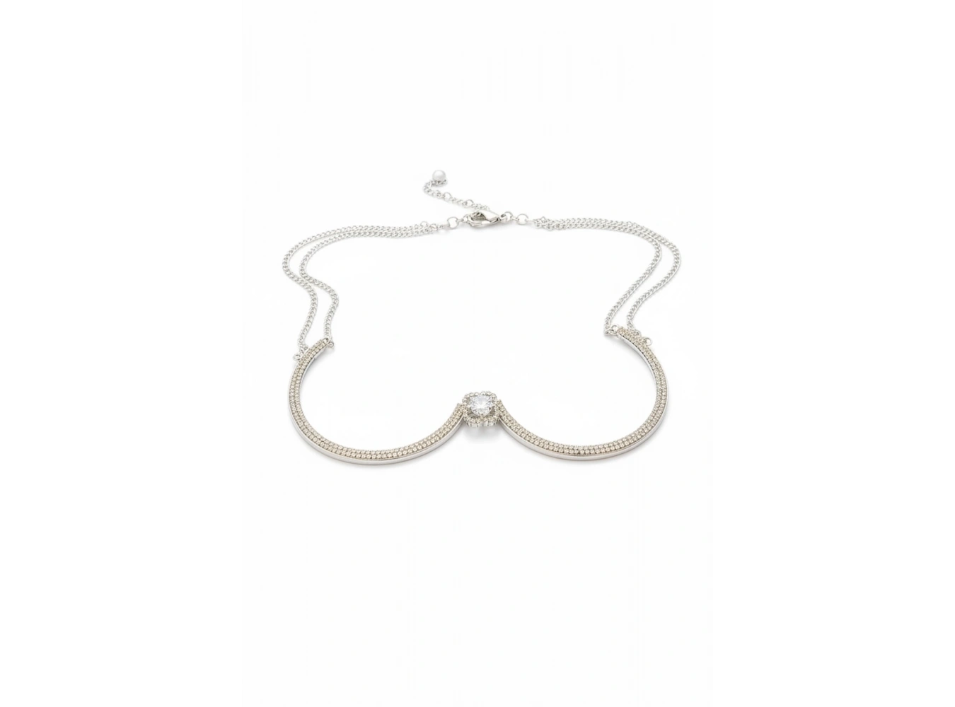 Gümüş Renk Çiçek Figürlü Taş Detaylı Tasarım Vücut Aksesuar