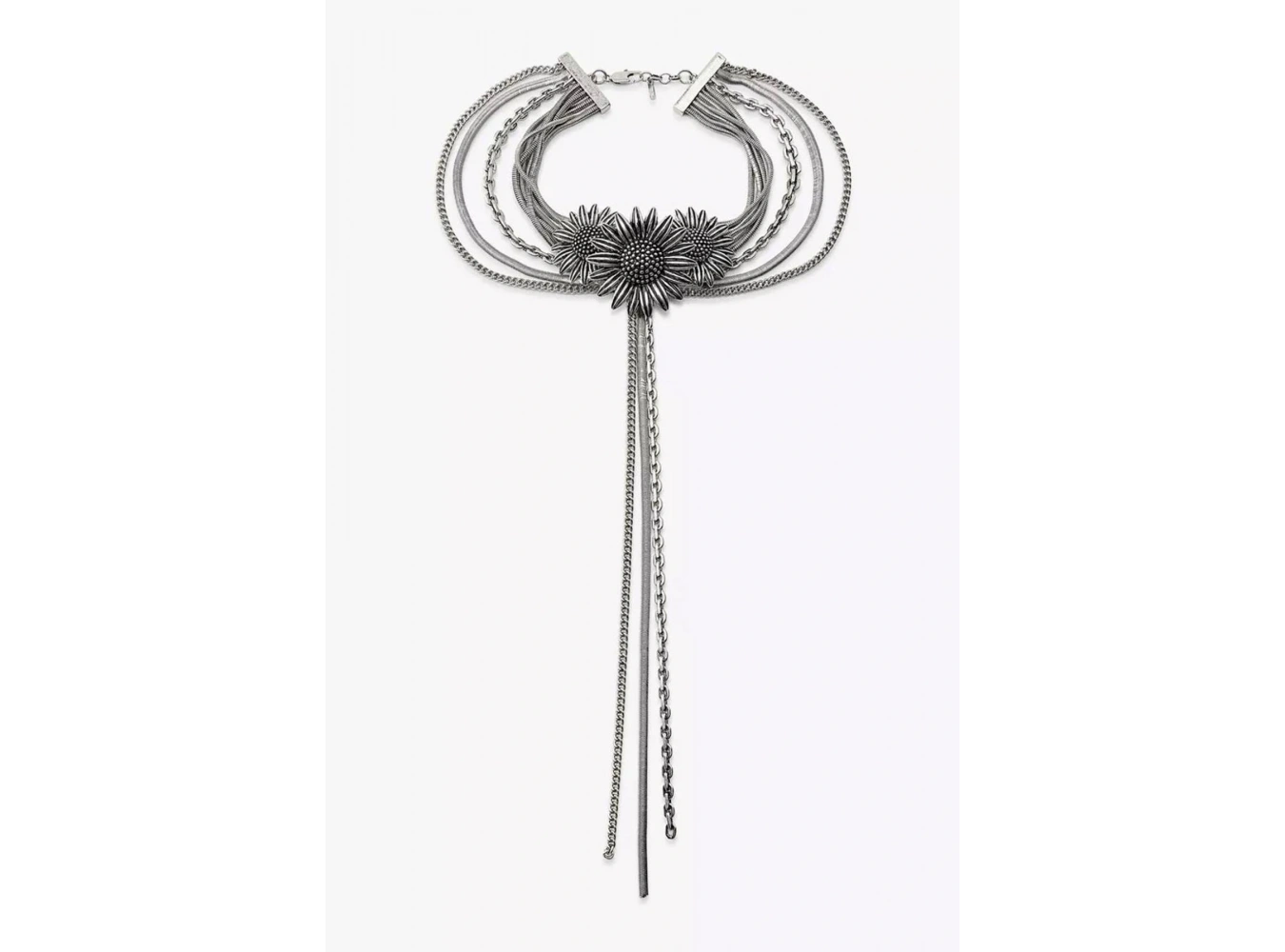 Gümüş Renk Çiçek Figürlü Tasarım Kolye