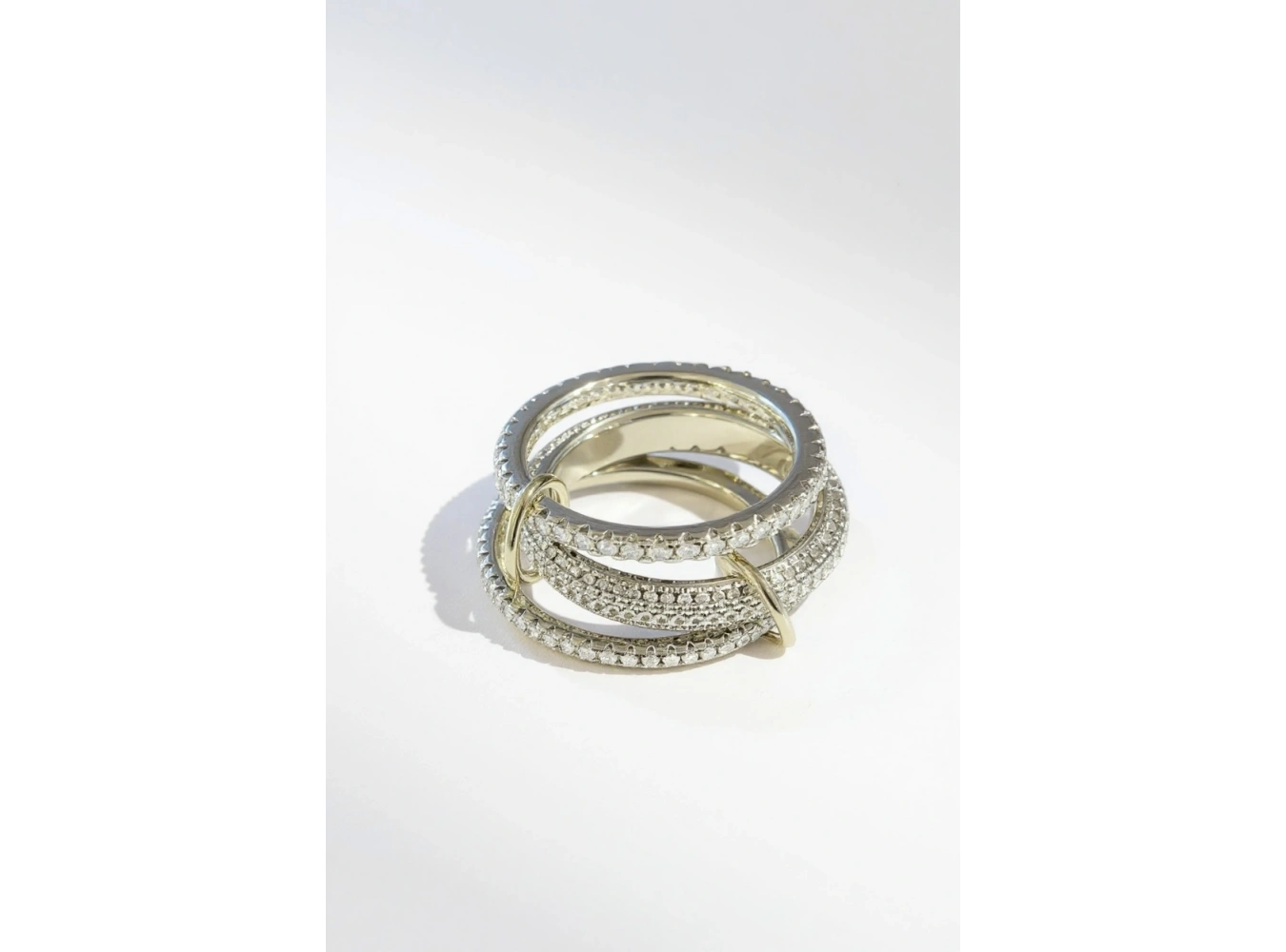 Gümüş Renk Çoklu Halka Detaylı Taşlı Yüzük