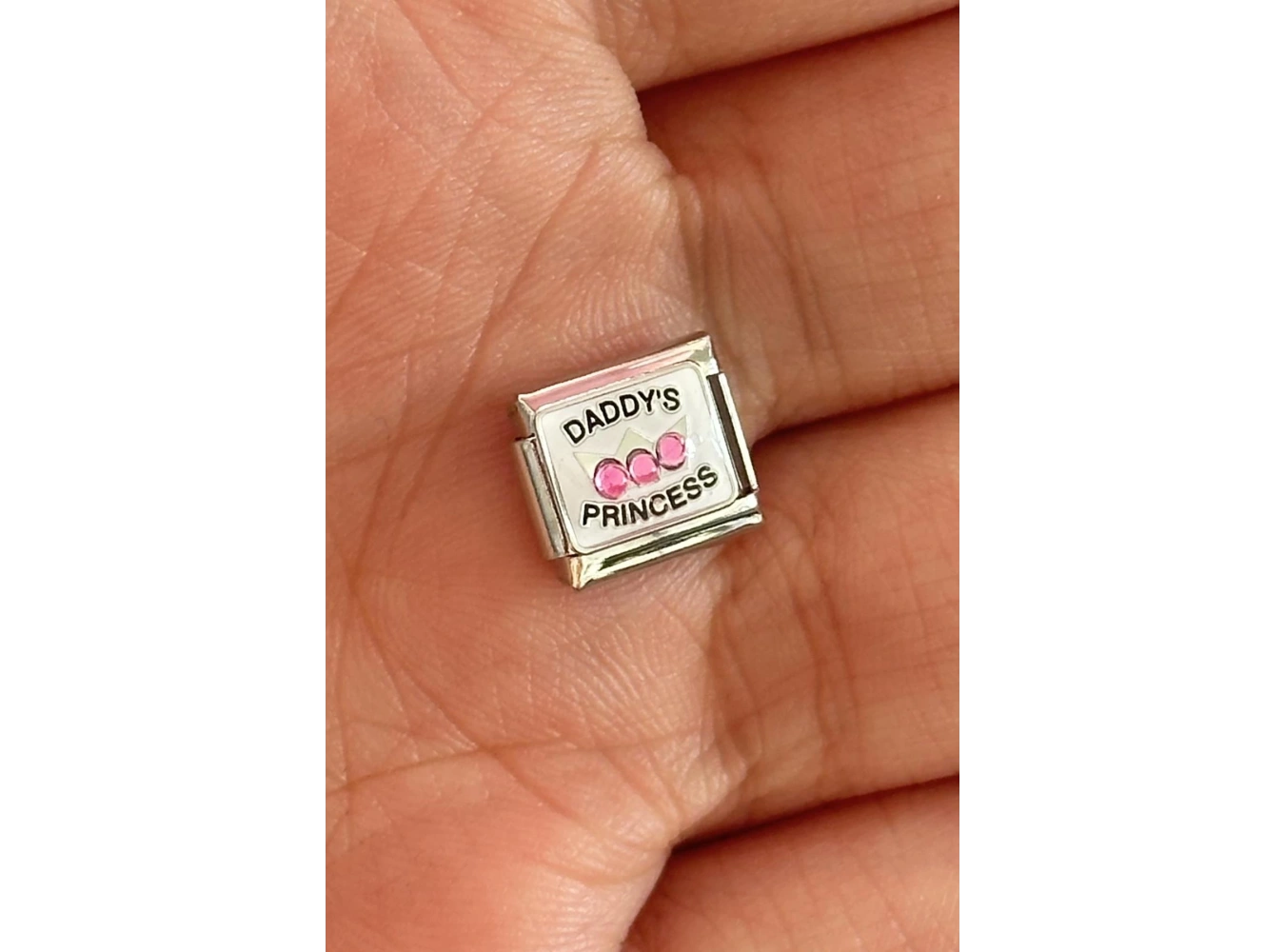 Gümüş Renk Daddys Prıncess Yazılı  Çelik Nomination Charm (Tek)