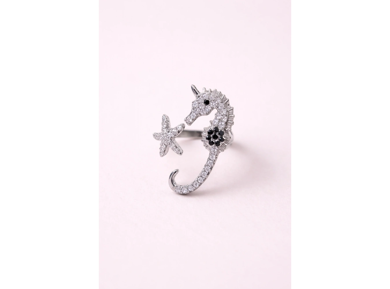 Gümüş Renk Deniz Atı Figürlü Ayarlanabilir Yüzük