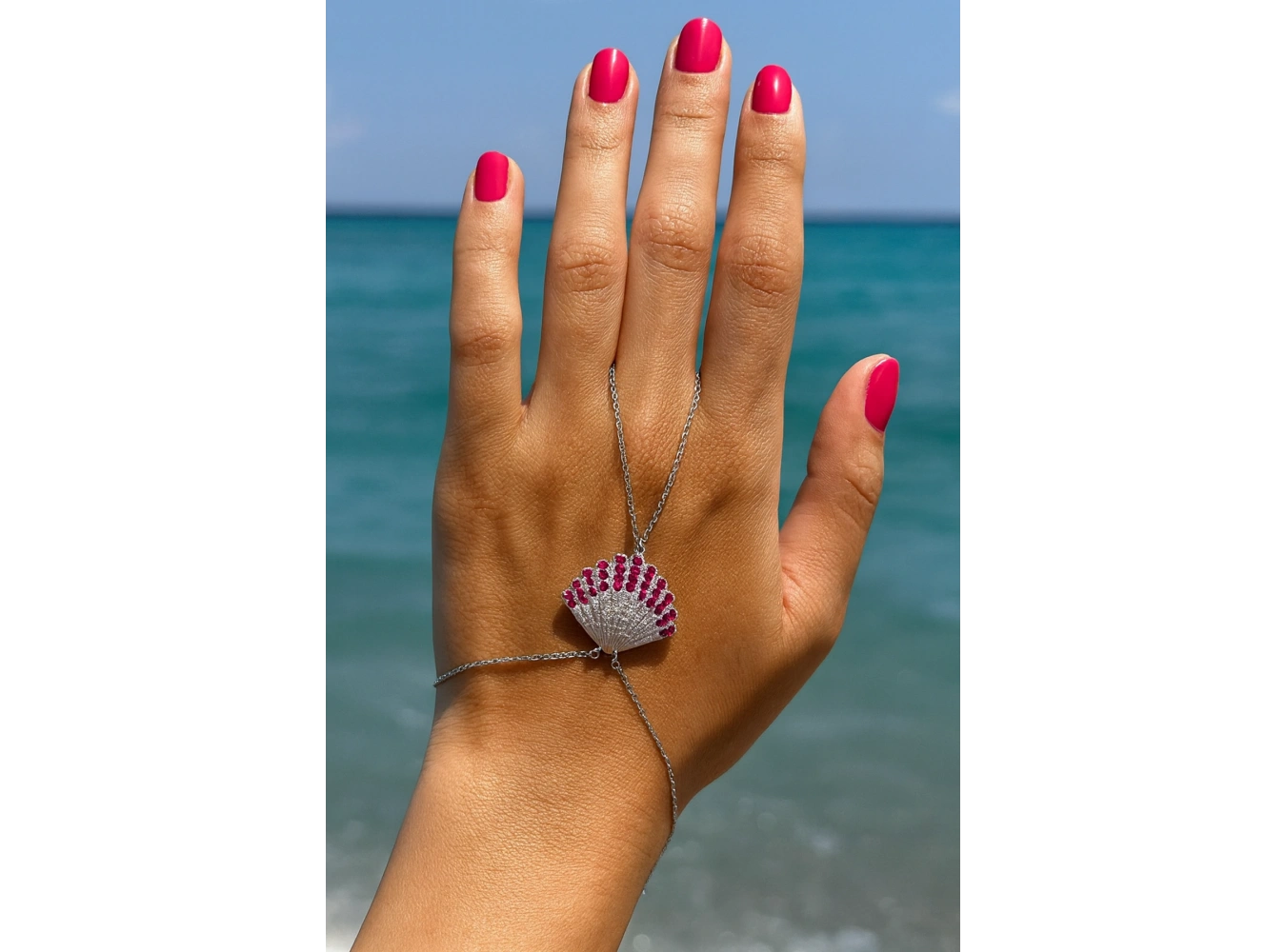 Gümüş Renk Deniz Kabuğu Figürlü 14K Altın Kaplama TX Şahmeran