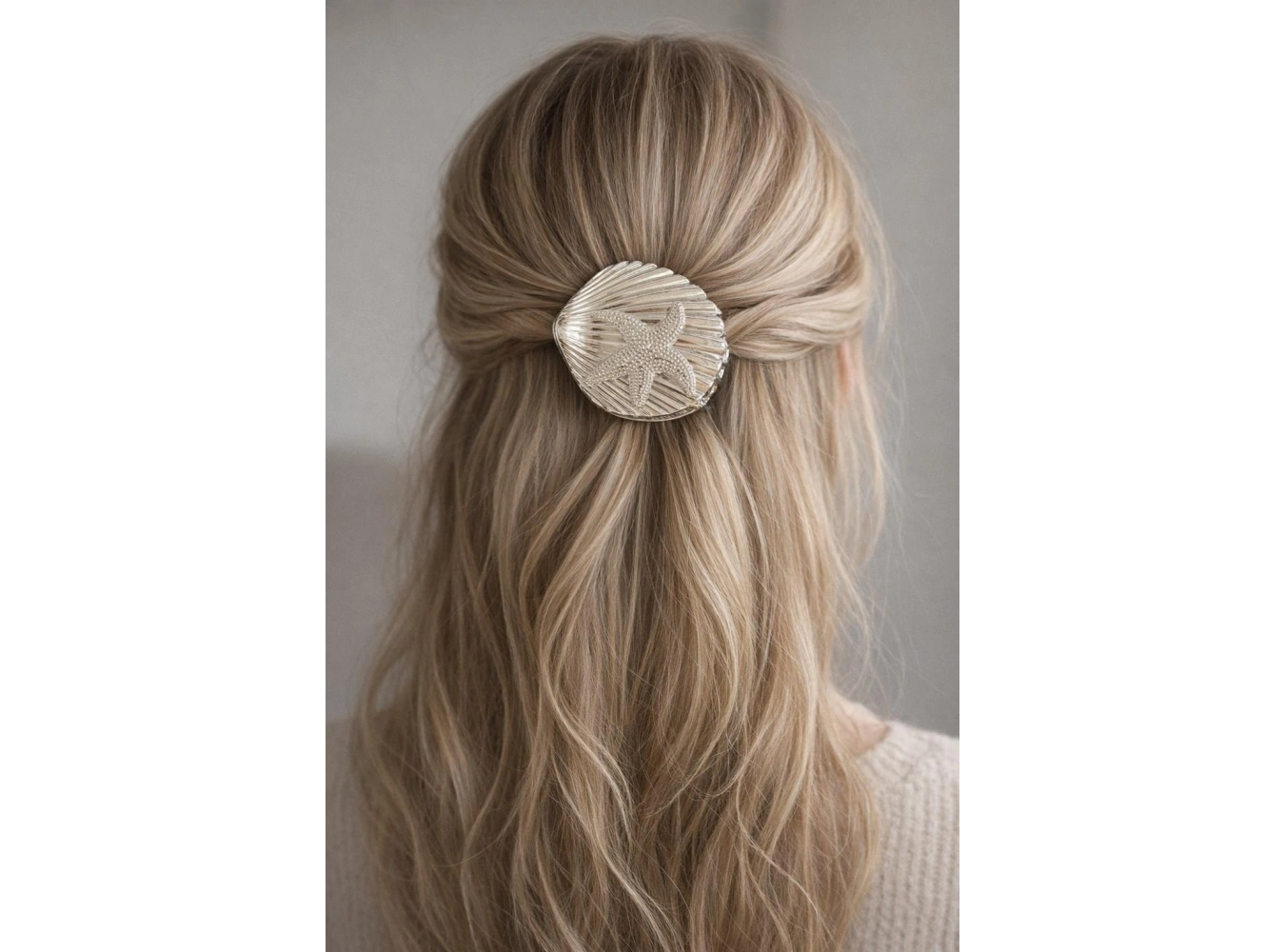 Gümüş Renk Deniz Yıldızı Detaylı Metal Mandal Toka