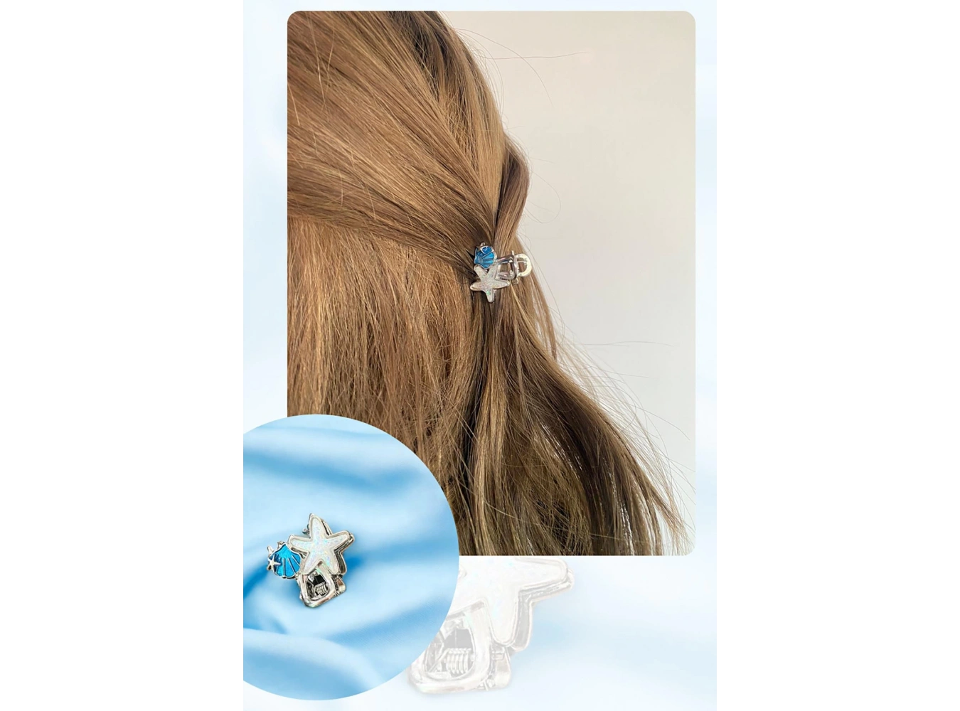 Gümüş Renk Deniz Yıldızı Figürlü Yan Toka (Tek)