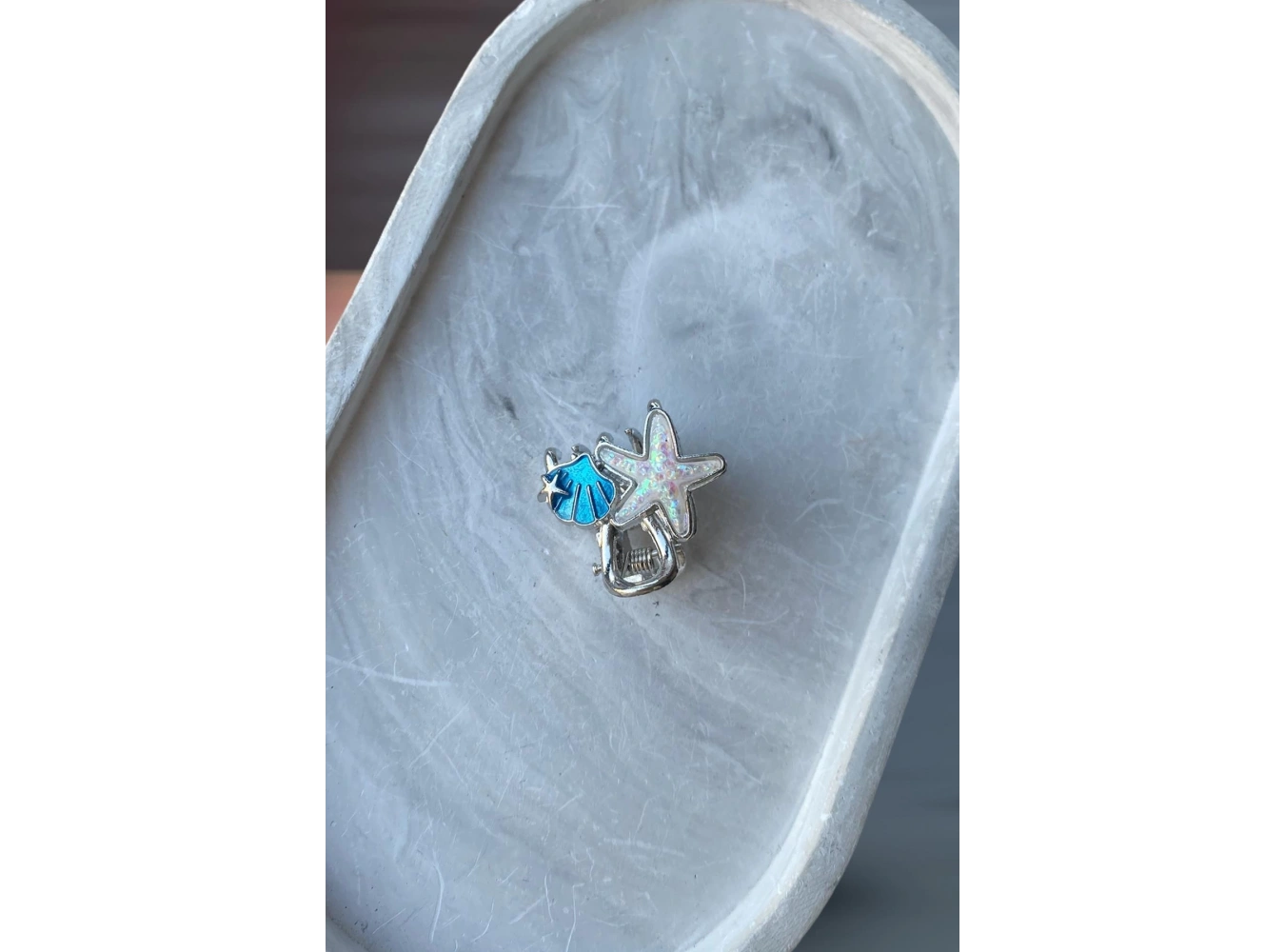 Gümüş Renk Deniz Yıldızı Figürlü Yan Toka (Tek)