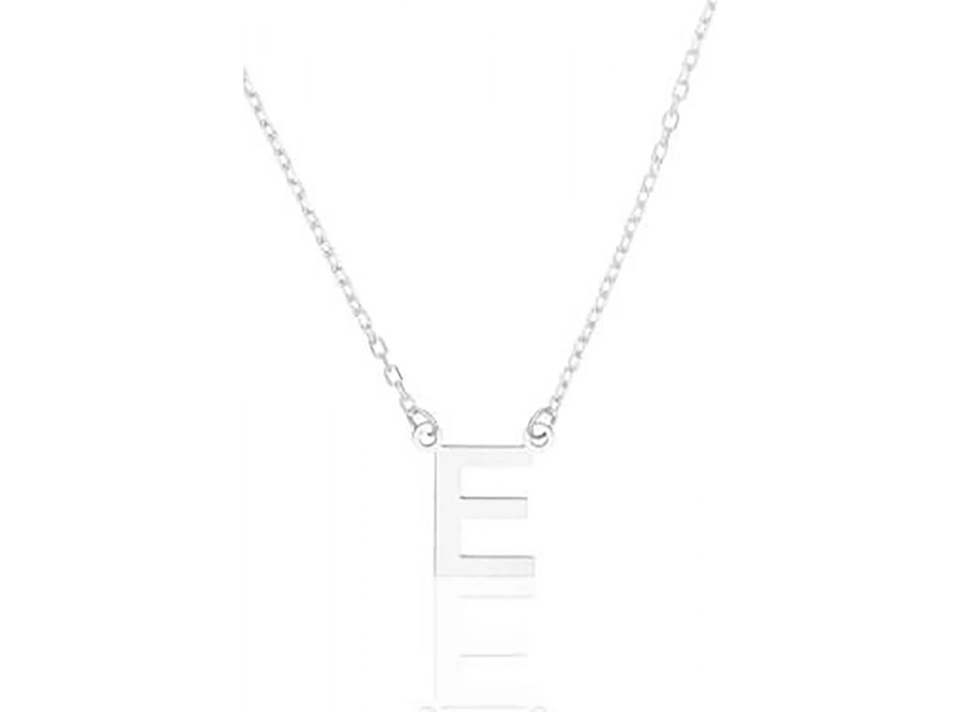 Gümüş Renk E Harf Çelik Kolye