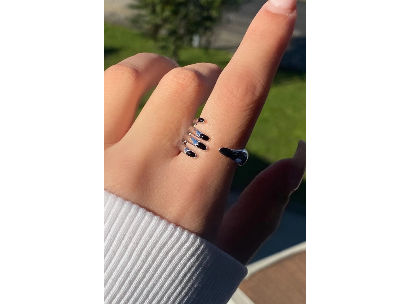 Gümüş Renk El Figürlü Ayarlanabilir Yüzük