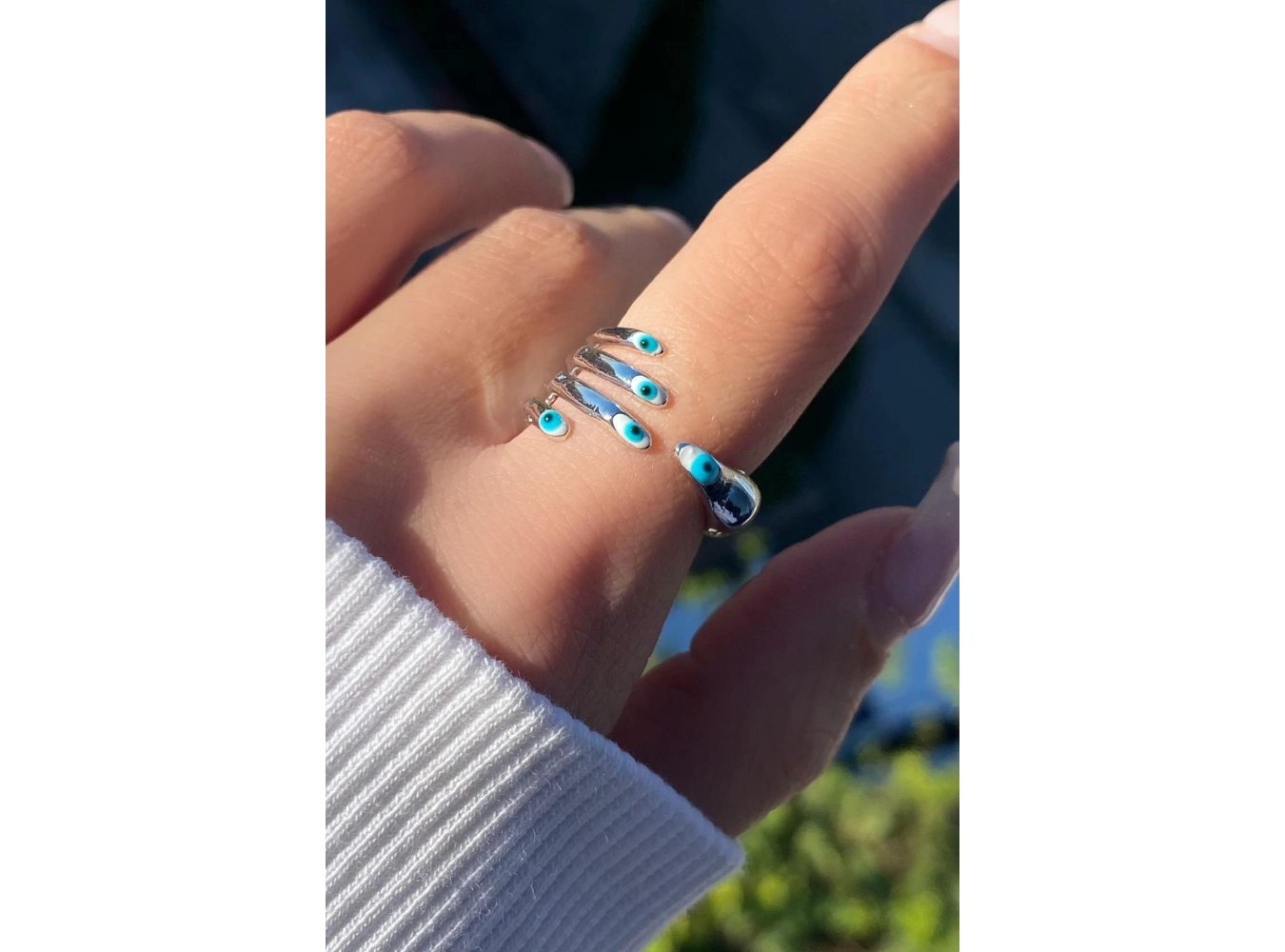 Gümüş Renk El Figürlü Ayarlanabilir Yüzük