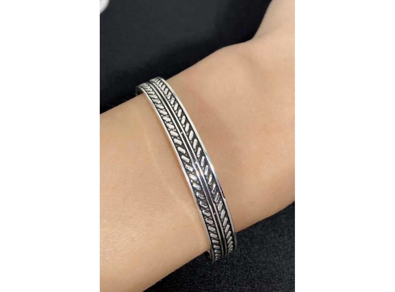 Gümüş Renk Erkek Çelik Kelepçe Bileklik