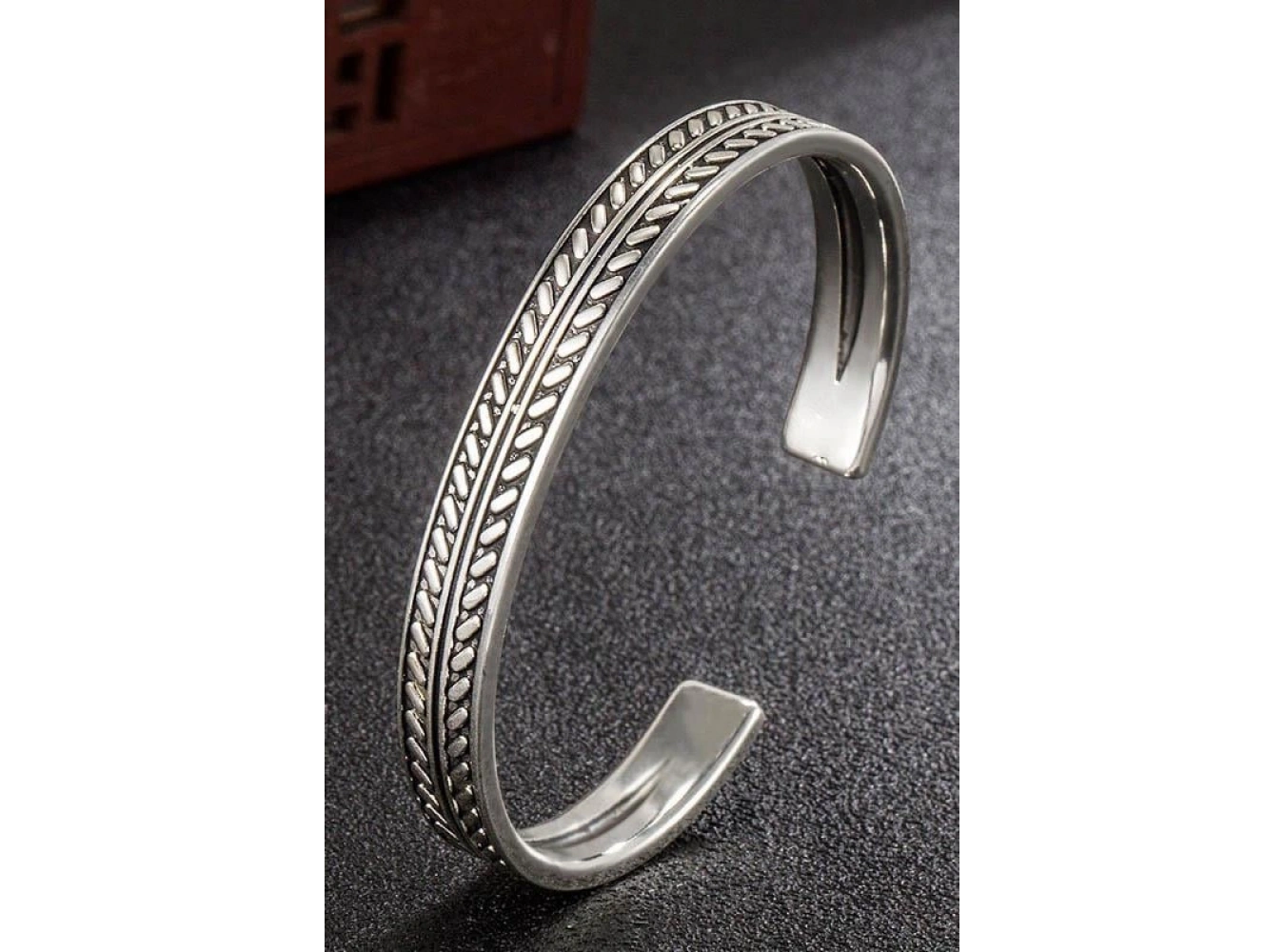 Gümüş Renk Erkek Çelik Kelepçe Bileklik