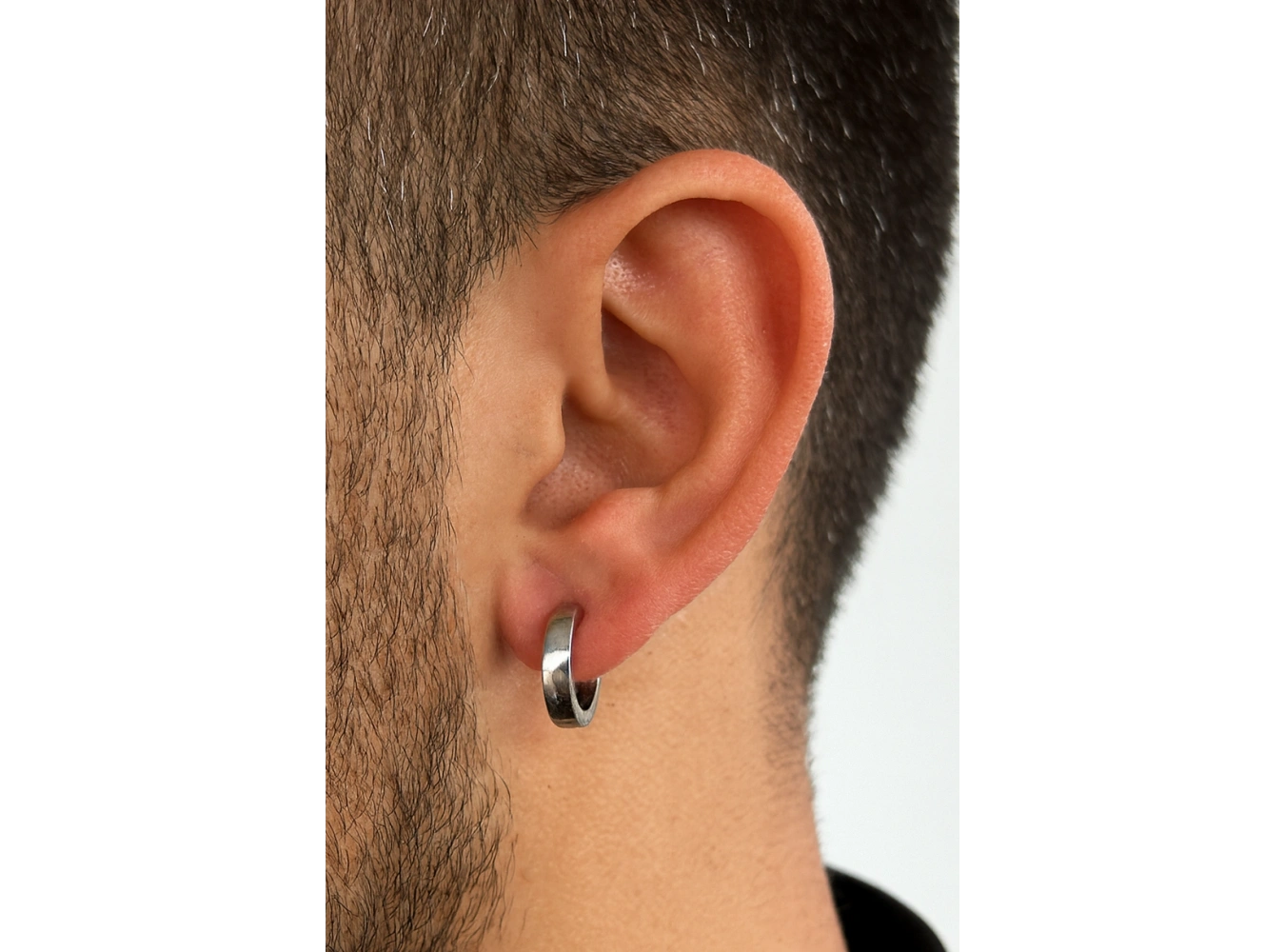 Gümüş Renk Erkek Çelik Küpe (Çift)