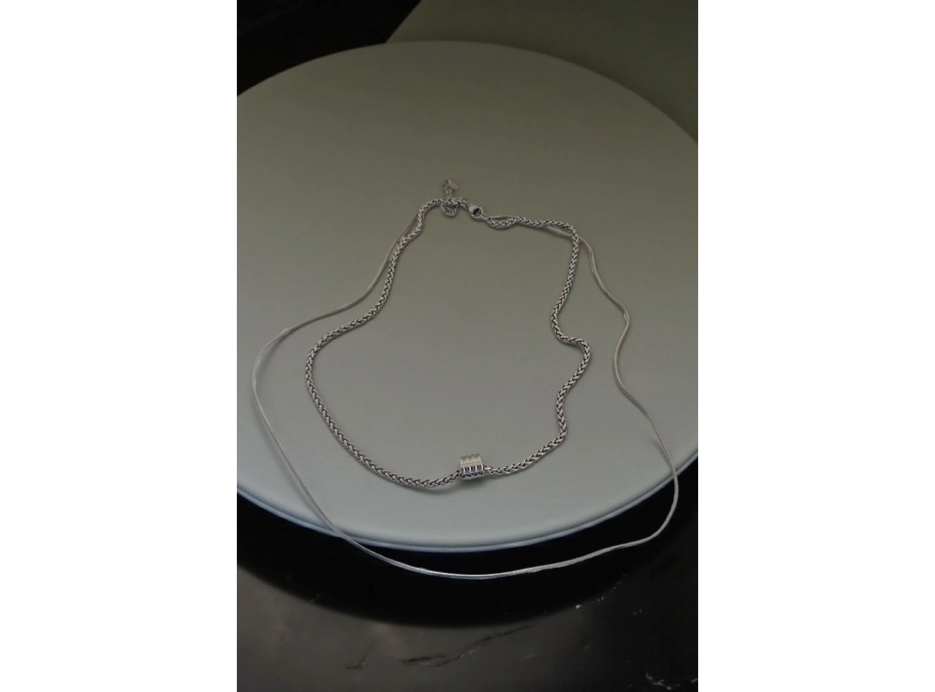 Gümüş Renk Erkek İkili Zincir Çelik Kolye