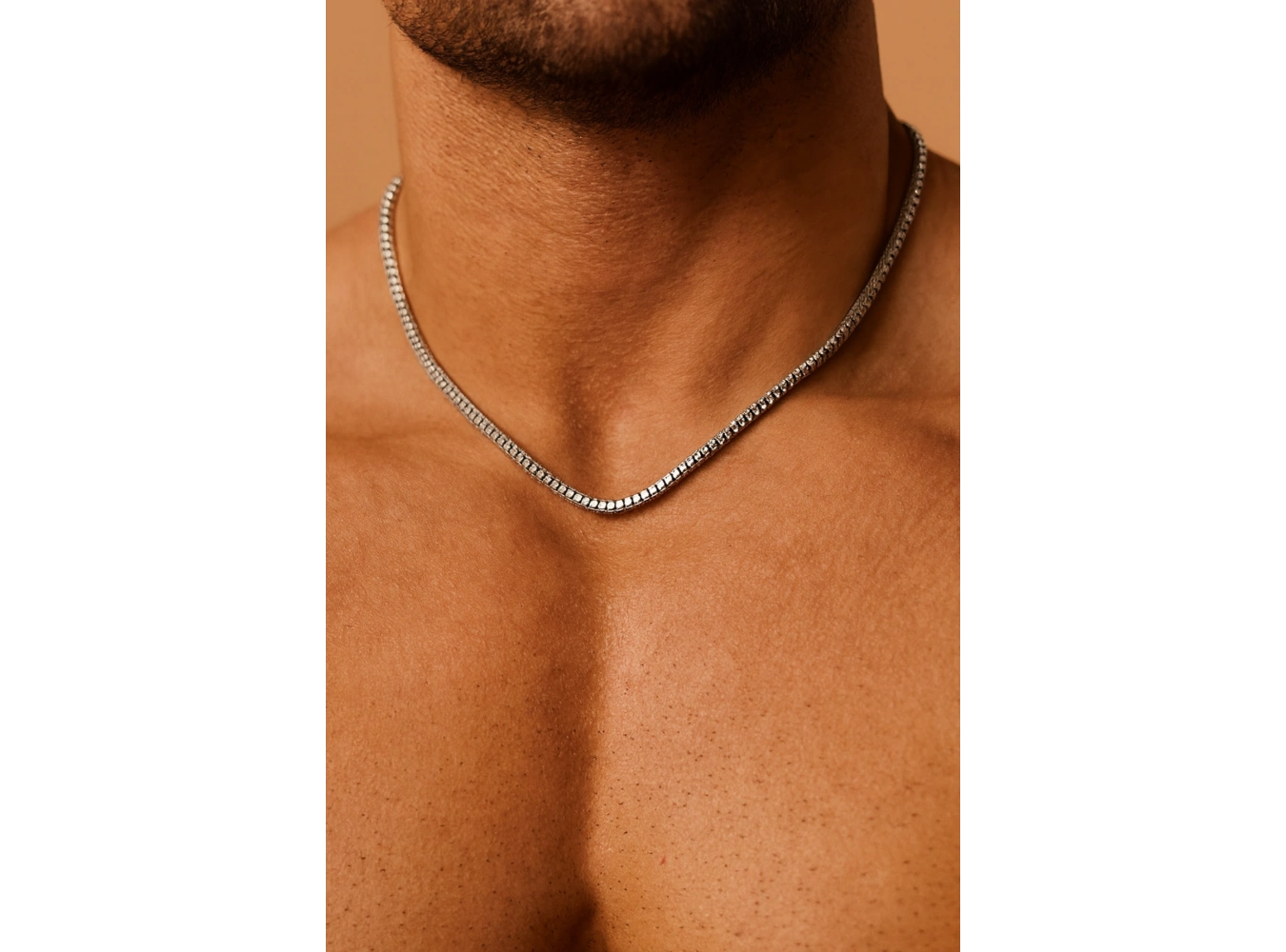 Gümüş Renk Erkek Zincir Çelik Kolye (55cm)