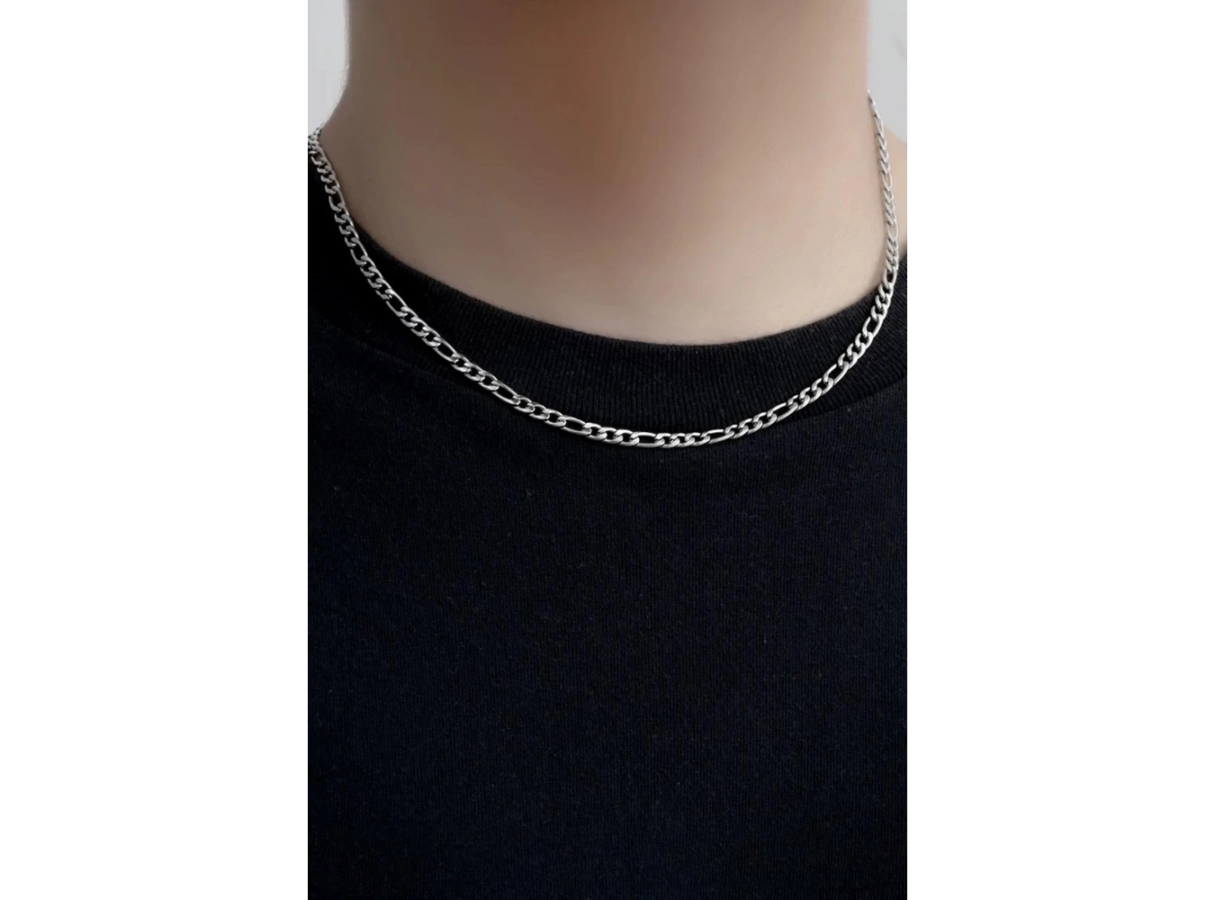 Gümüş Renk Erkek Zincir Çelik Kolye (55cm)