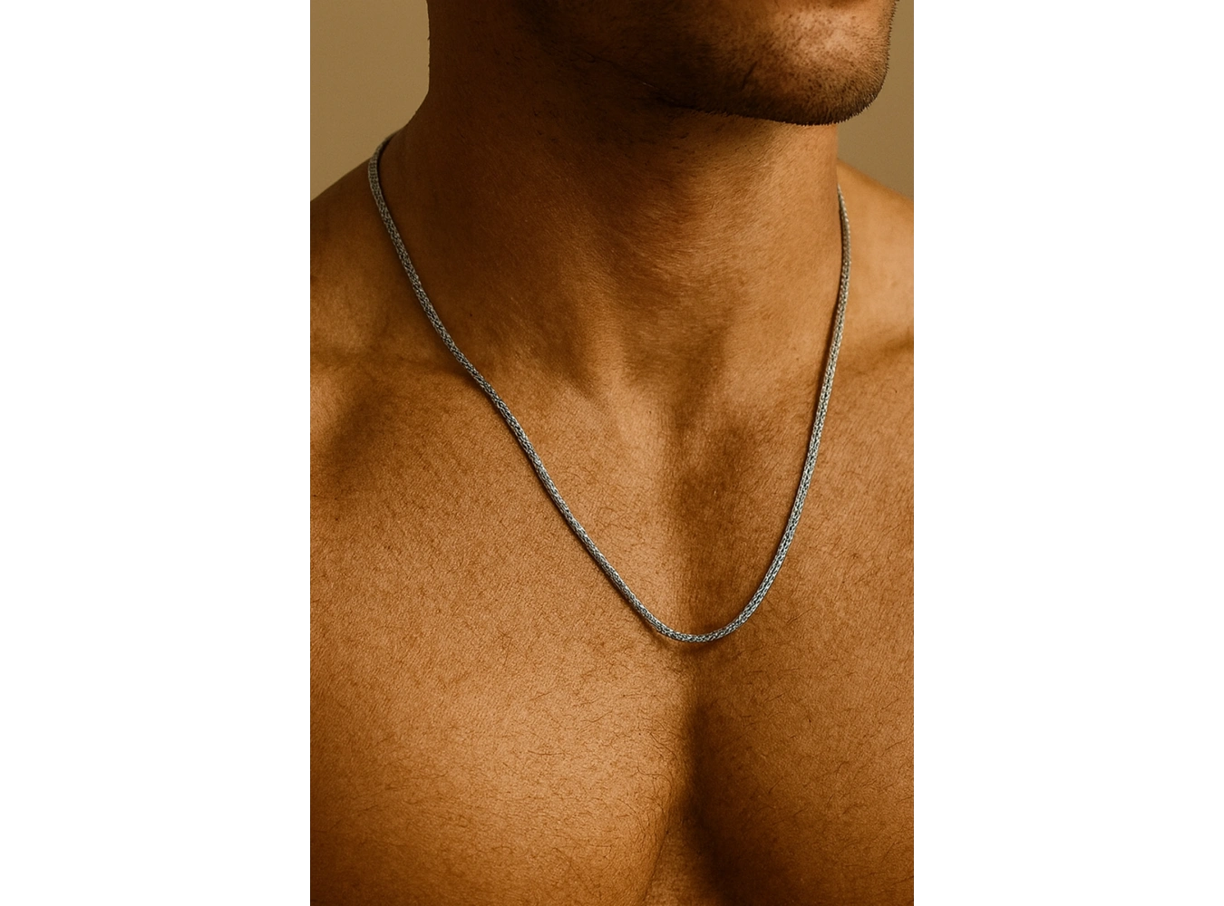 Gümüş Renk Erkek Zincir Çelik Kolye (55cm)