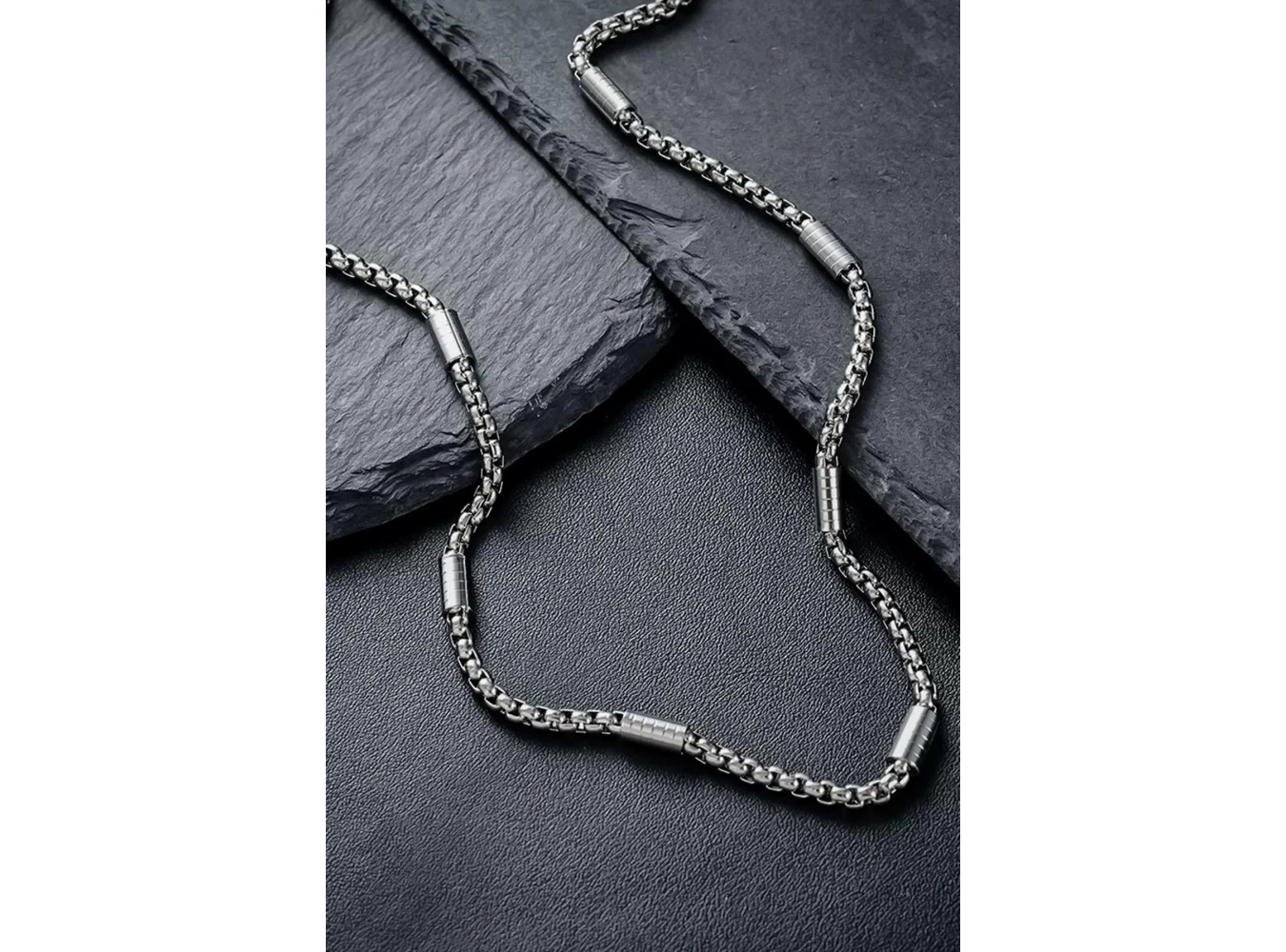 Gümüş Renk Erkek Zincir Çelik Kolye (55cm)