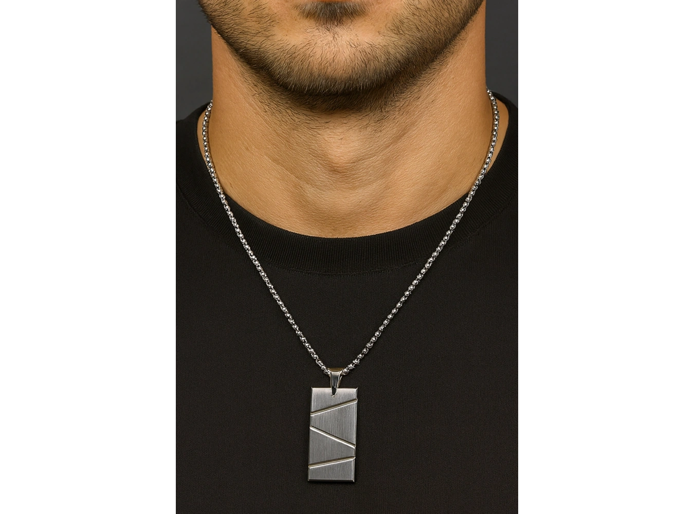 Gümüş Renk Erkek Zincir Çelik Kolye (60cm)