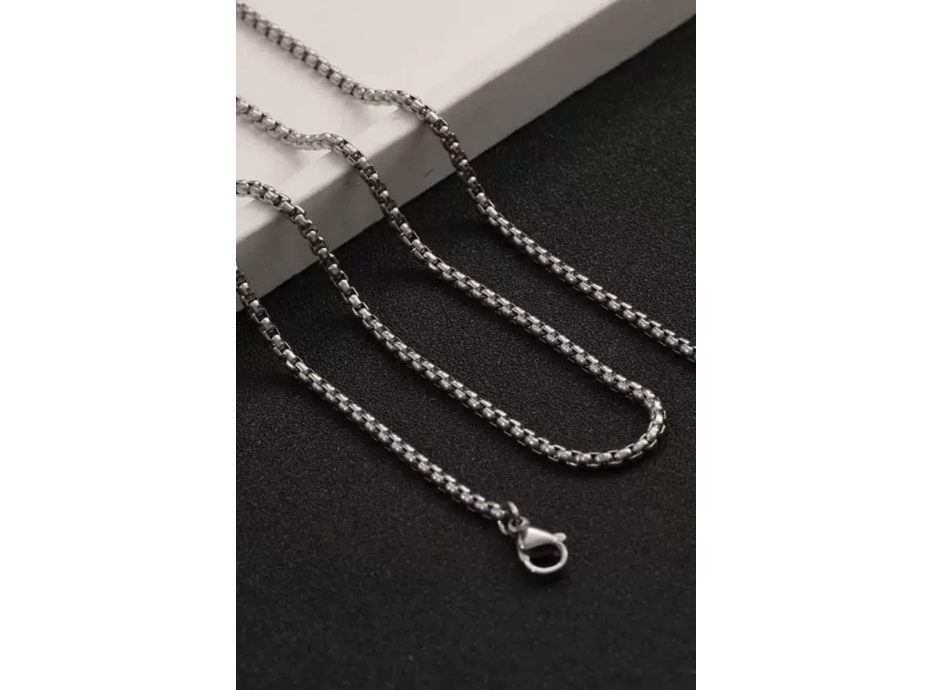 Gümüş Renk Erkek Zincir Çelik Kolye (60cm)