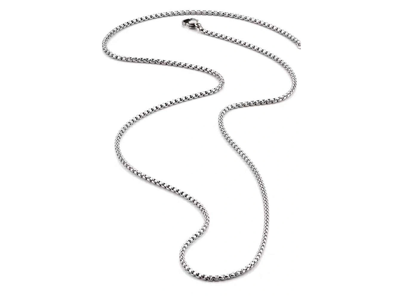 Gümüş Renk Erkek Zincir Çelik Kolye (60cm)