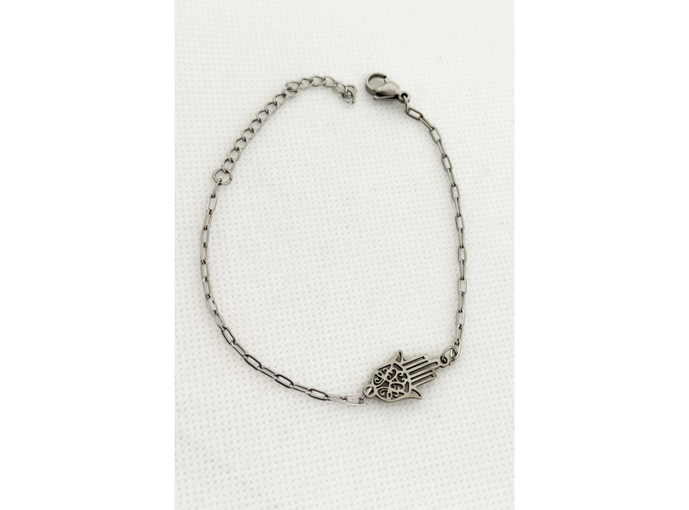 Gümüş Renk Fatma Ana Eli Figürlü Çelik Bileklik