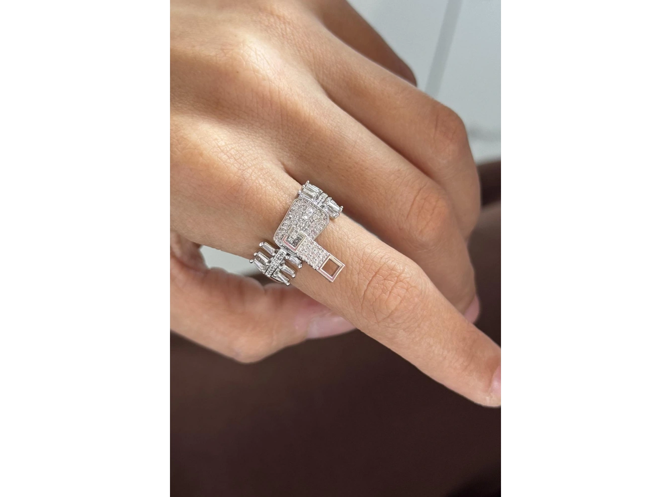 Gümüş Renk Fermuar Figürlü Ayarlanabilir Yüzük