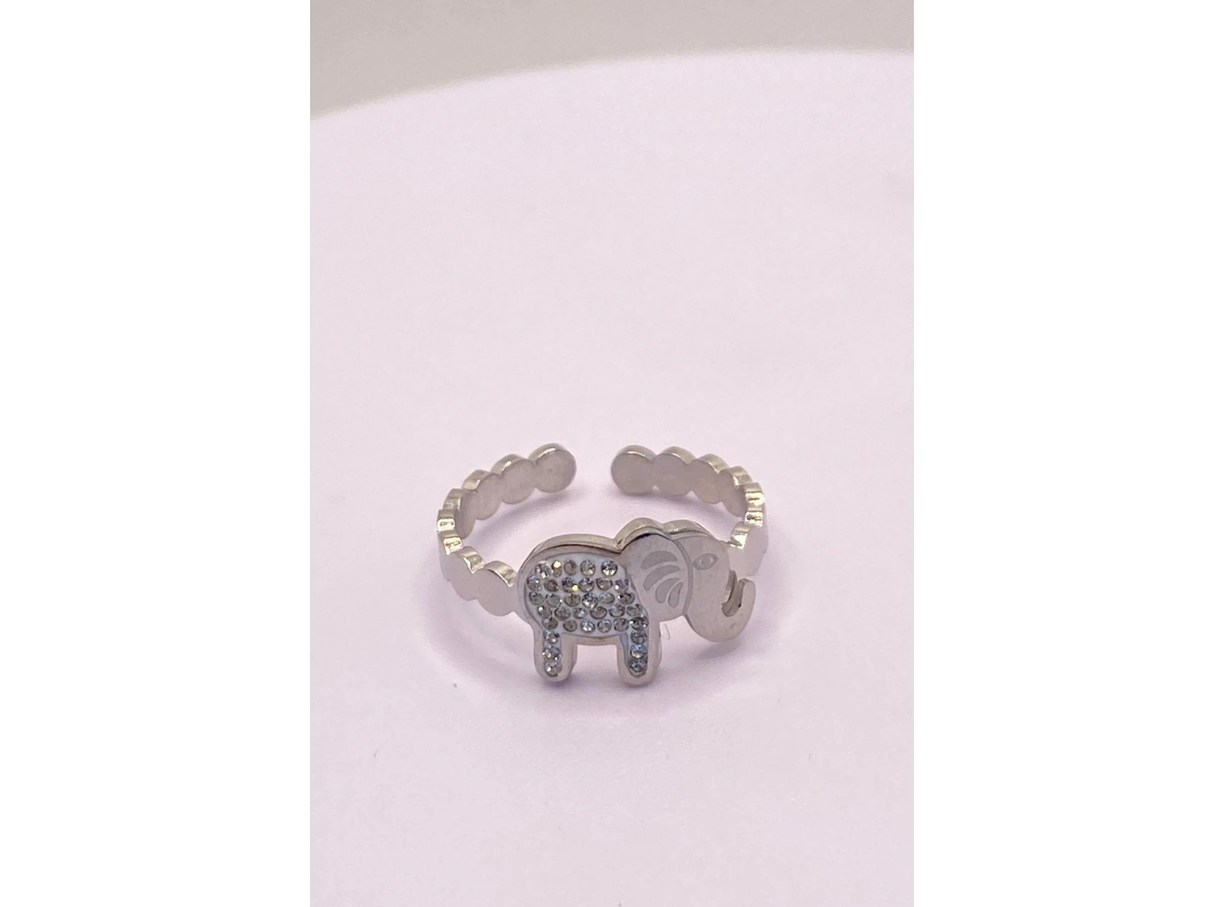 Gümüş Renk Fil Figürlü Ayarlanabilir Çelik Yüzük