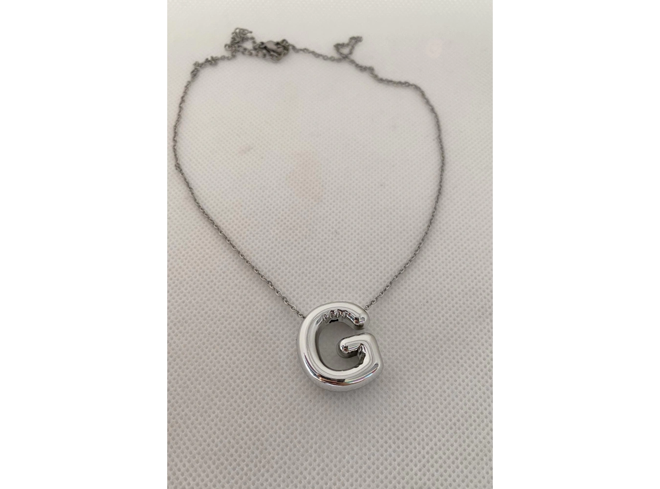 Gümüş Renk G Harf Çelik Balon Kolye