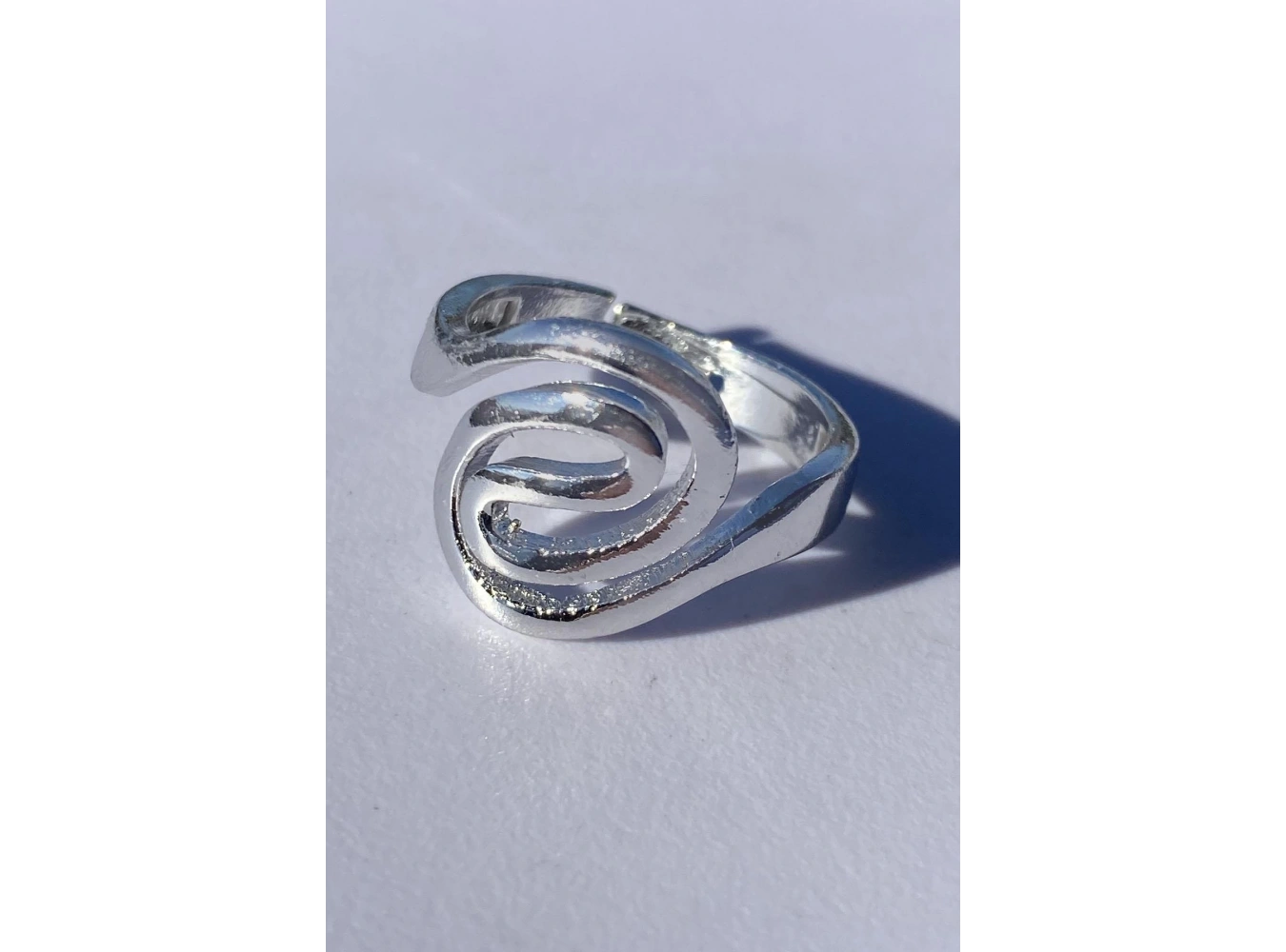 Gümüş Renk Geometrik Desenli Ayarlanabilir Yüzük