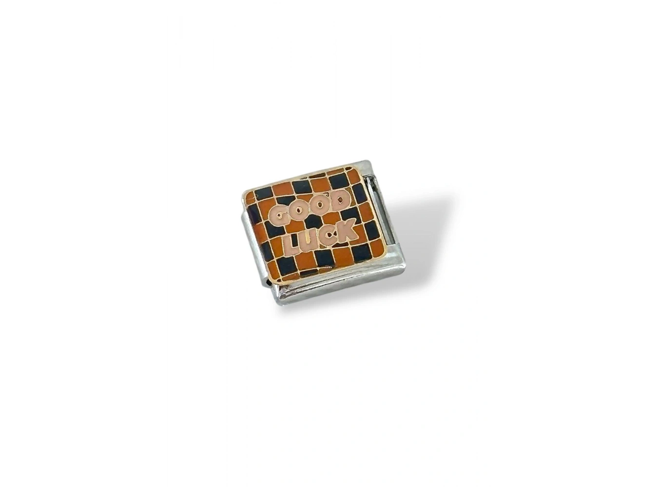 Gümüş Renk Good Luck Yazılı Çelik Nomination Charm (Tek)