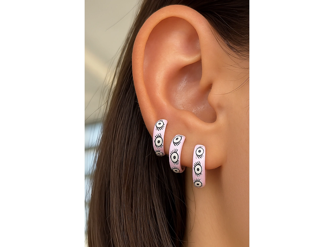 Gümüş Renk Göz Figürlü 3lü YSX Küpe Set