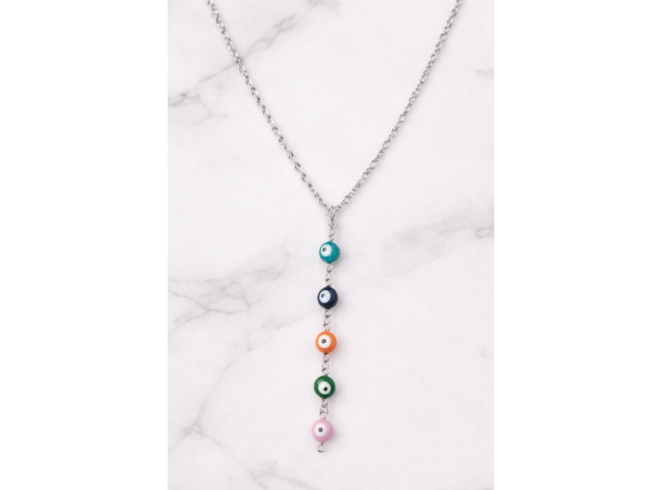 Gümüş Renk Göz Figürlü Çelik Y Kolye