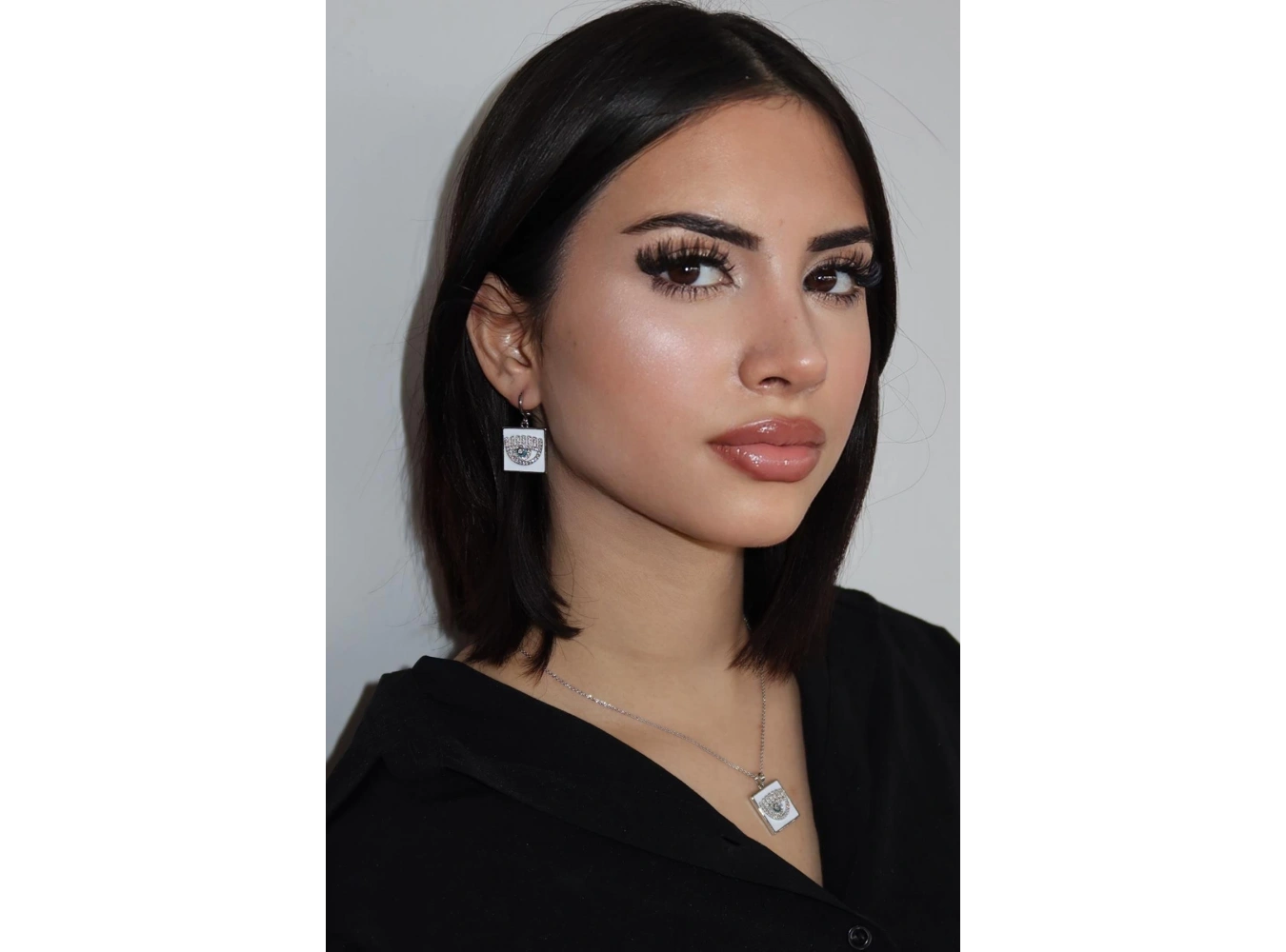 Gümüş Renk Göz Figürlü YSX Küpe Ve Kolye Set