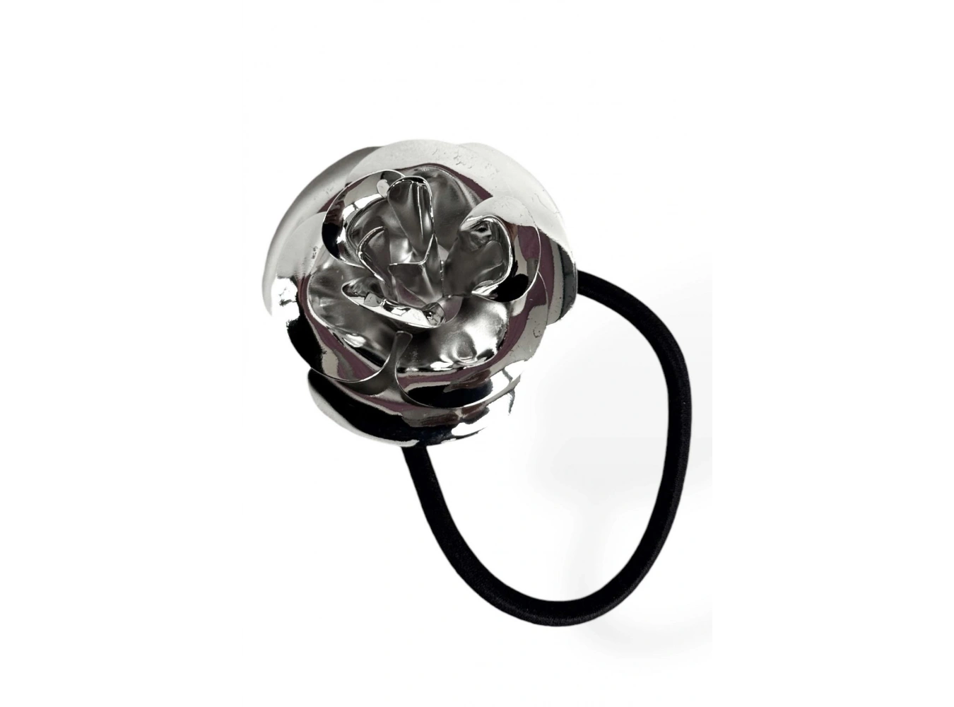 Gümüş Renk Gül Figürlü Metal Lastik Toka