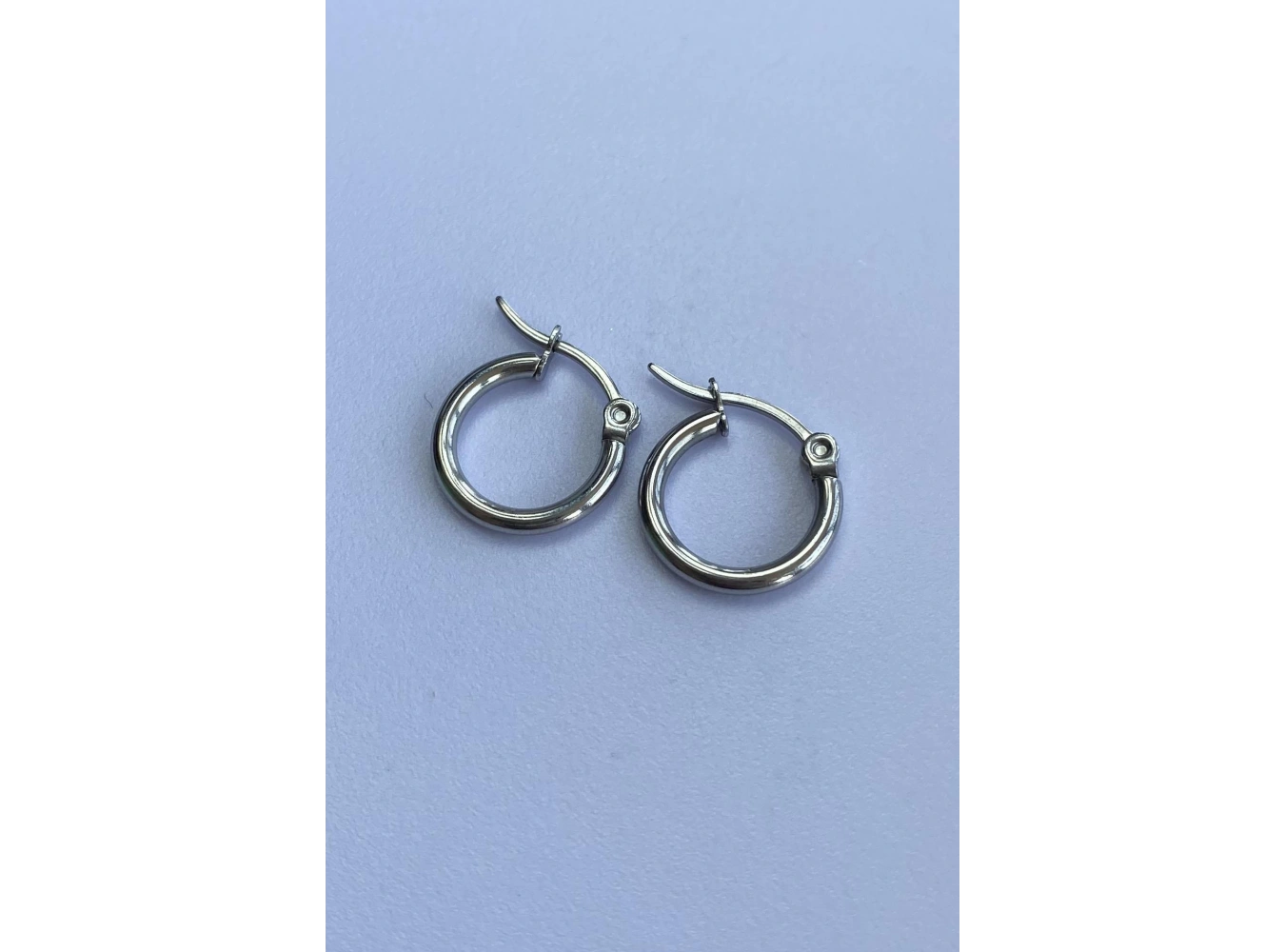 Gümüş Renk Halka Çelik Küpe (Çift)