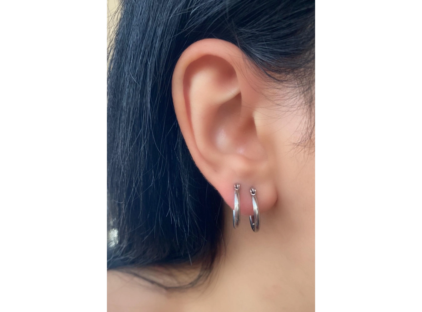 Gümüş Renk Halka Çelik Küpe (Çift)