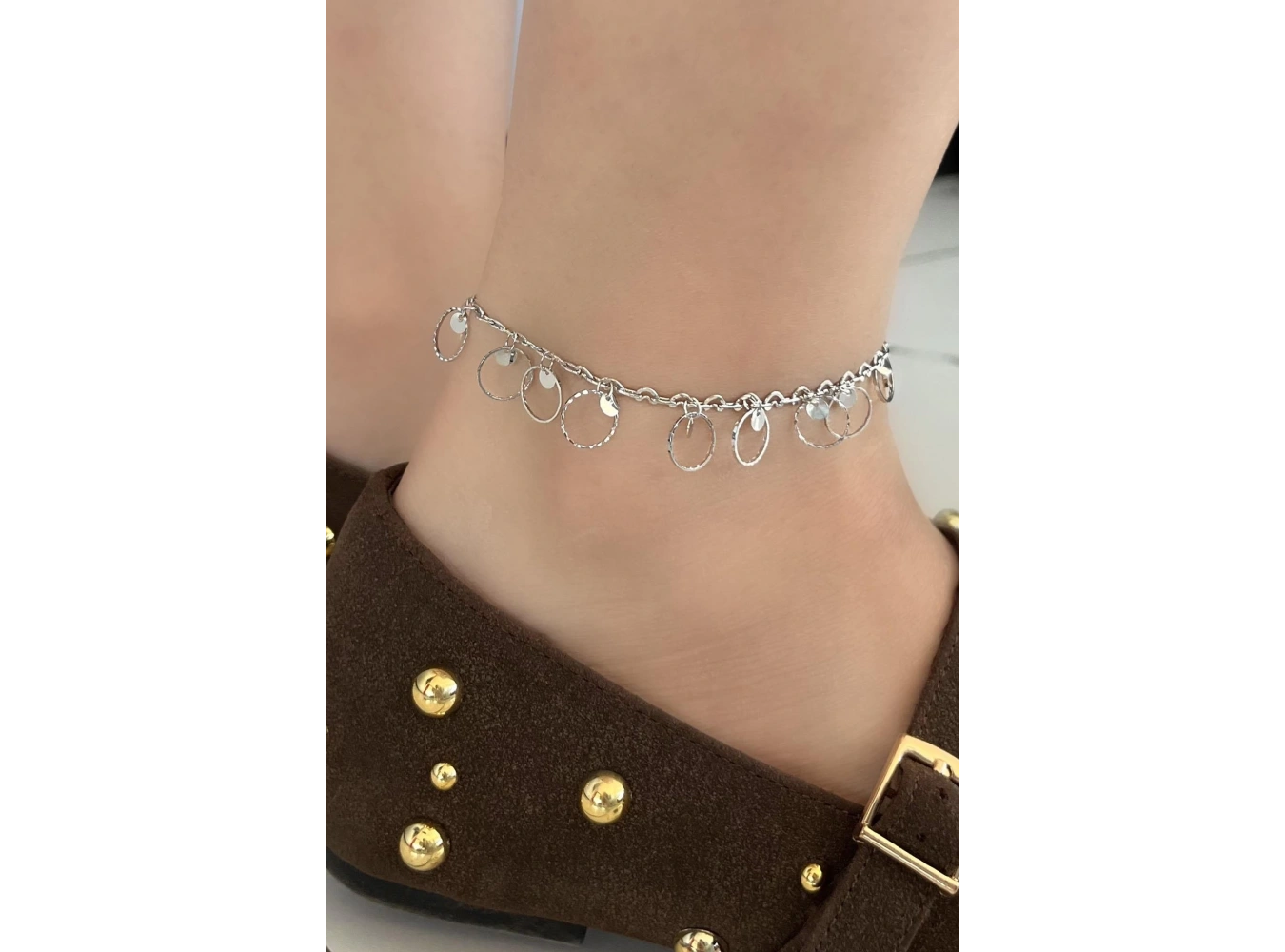 Gümüş Renk Halka Detaylı YSX Halhal