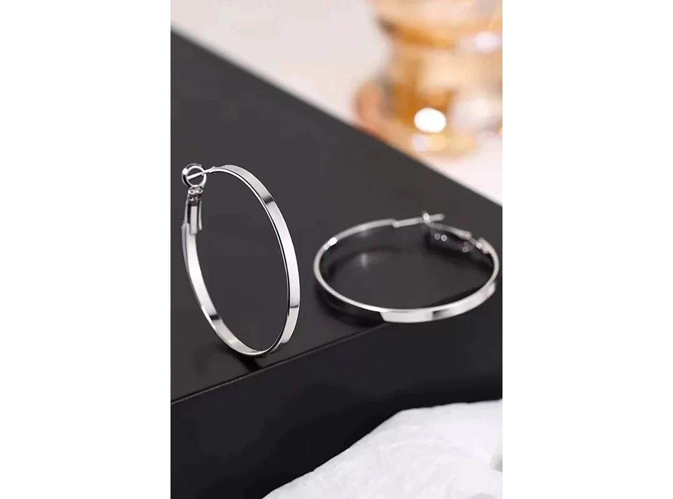 Gümüş Renk Halka Küpe 60MM (Çift)