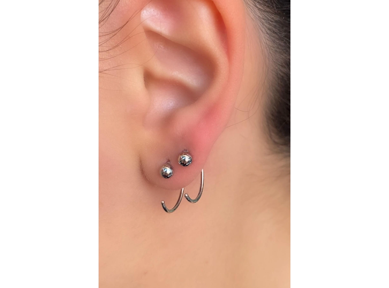 Gümüş Renk Halka Küpe (Çift)