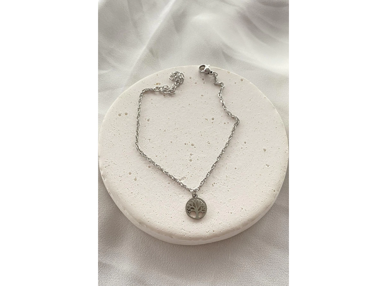 Gümüş Renk Hayat Ağacı Figürlü Çelik Bileklik