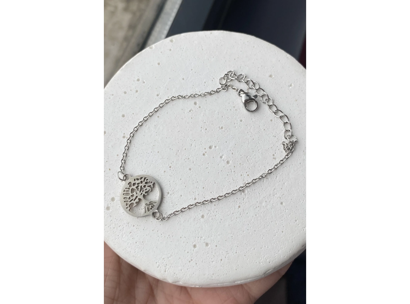 Gümüş Renk Hayat Ağacı Figürlü Çelik Bileklik