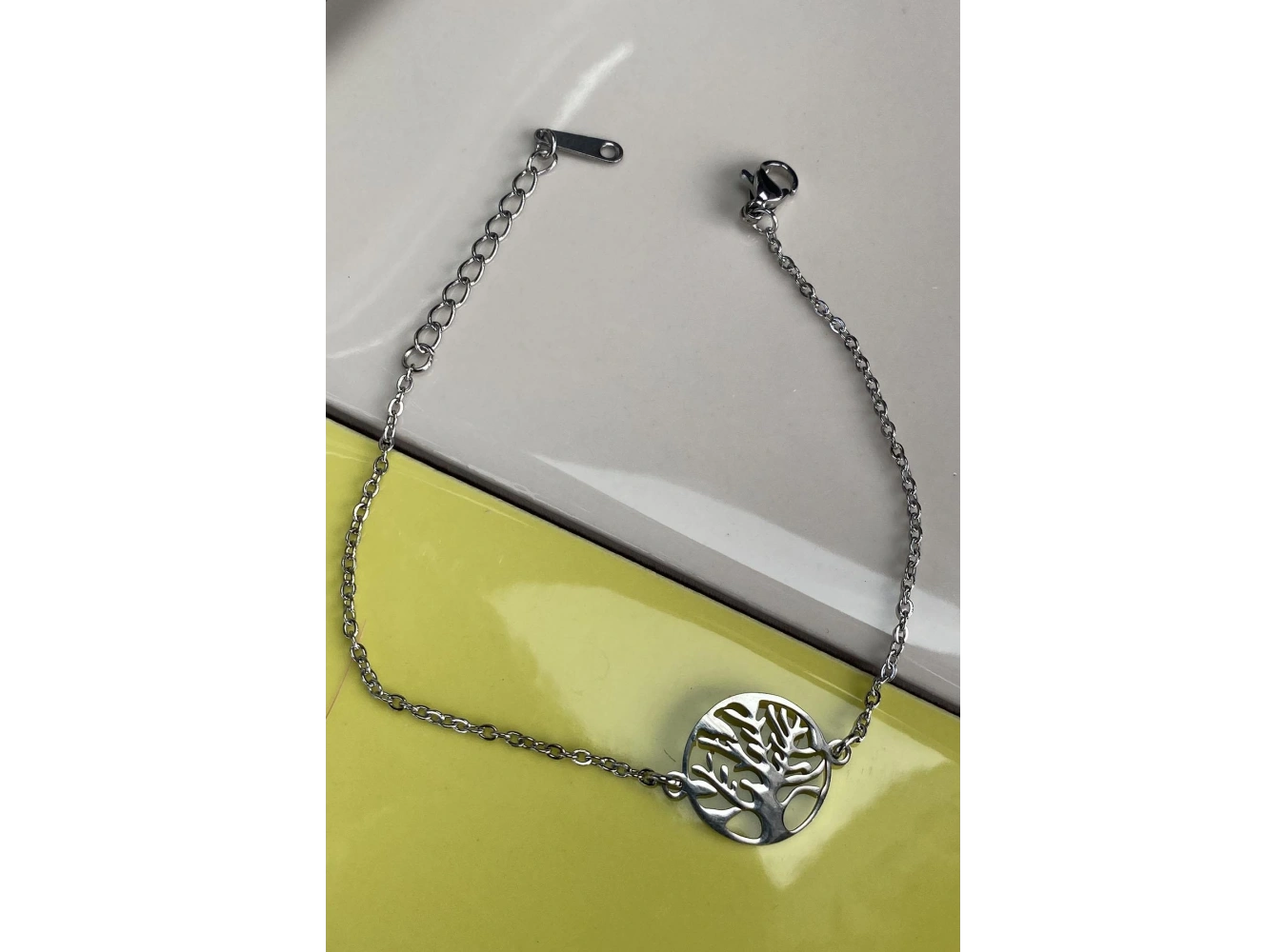 Gümüş Renk Hayat Ağacı Figürlü Çelik Bileklik