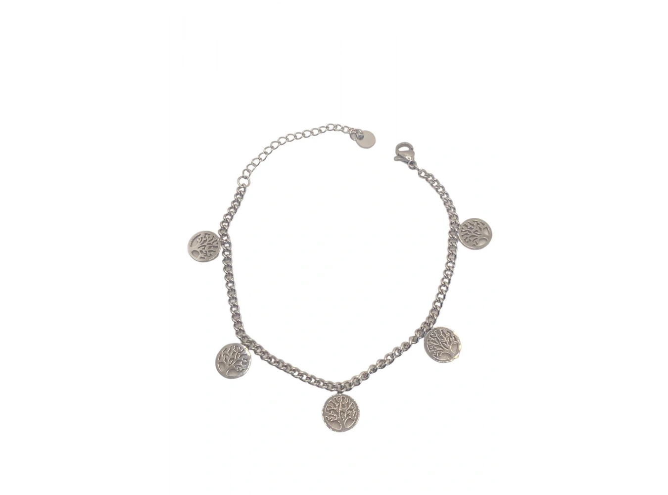 Gümüş Renk Hayat Ağacı Figürlü Çelik Bileklik