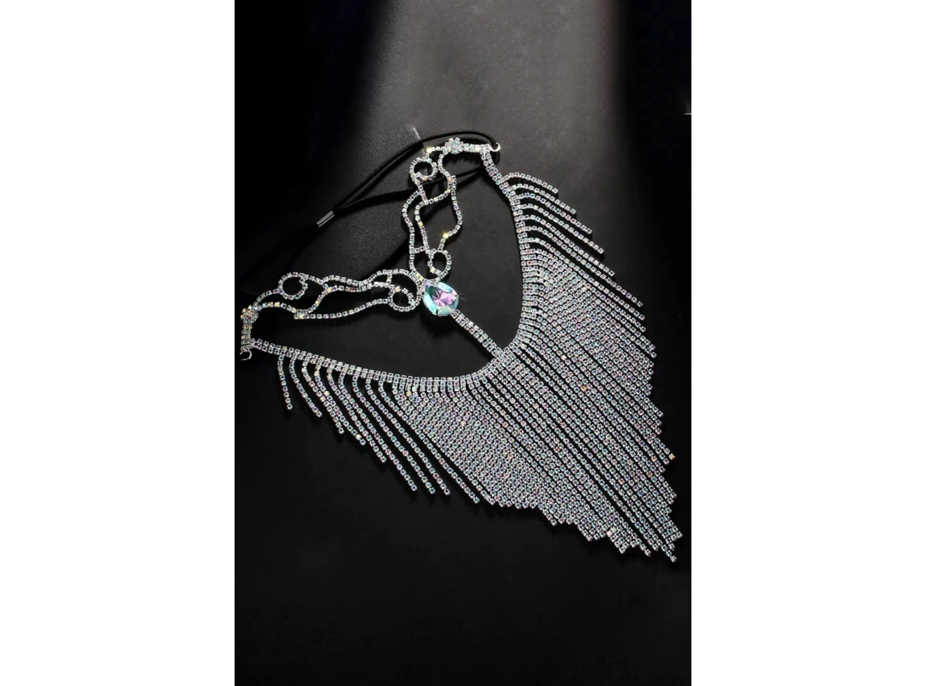 Gümüş Renk Hologram Taş Detaylı Dansöz Maskesi