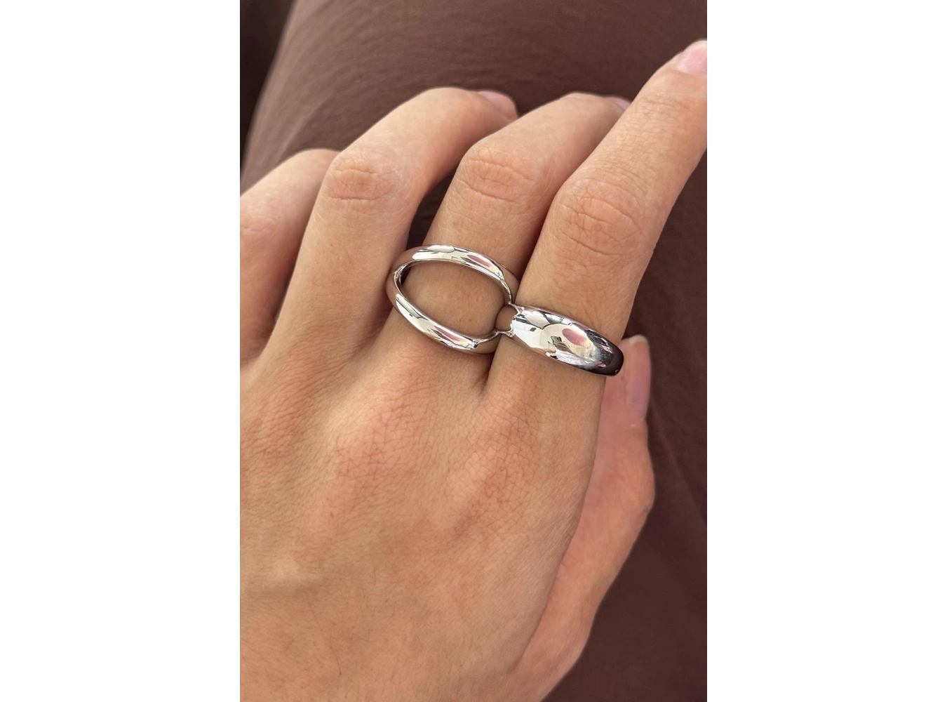 Gümüş Renk İkili Ayarlanabilir Tasarım Yüzük