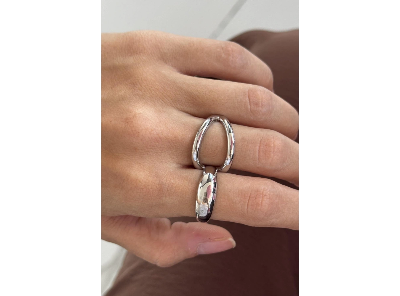 Gümüş Renk İkili Ayarlanabilir Tasarım Yüzük