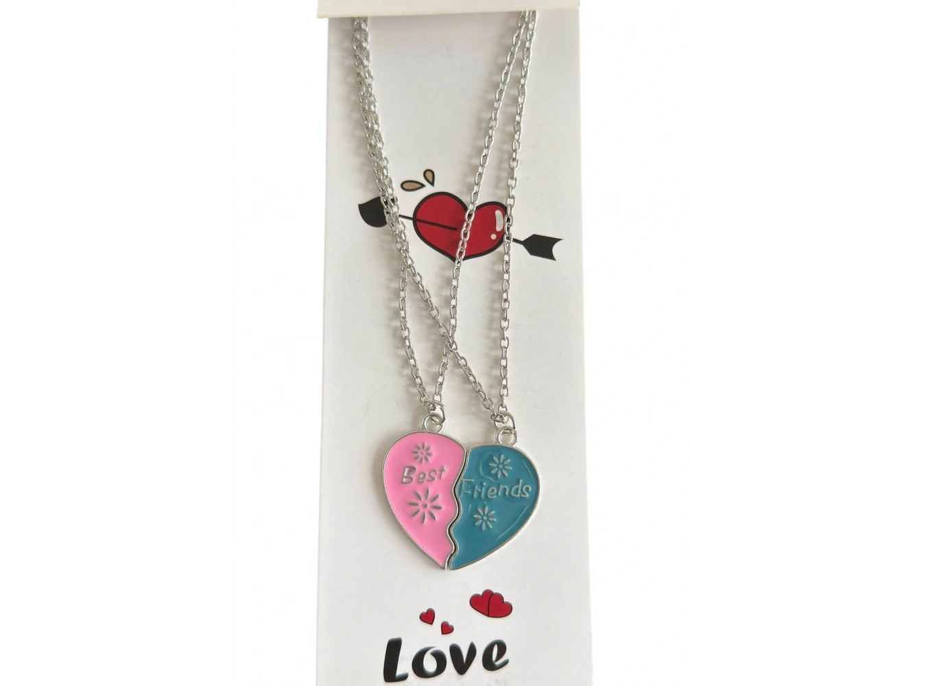 Gümüş Renk İkili Çelik Best Friend Kolyesi