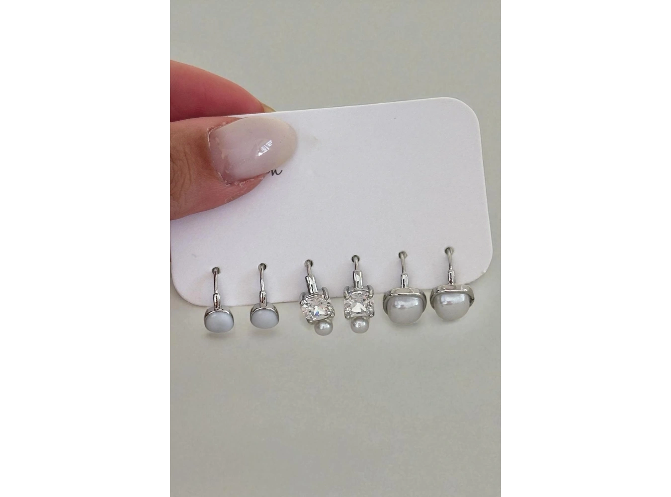 Gümüş Renk İnci Detaylı 6lı Küpe Set